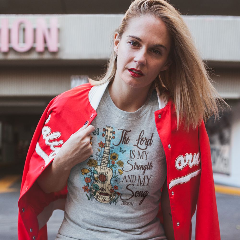 The Lord is My Strength and Song Jersey Short Sleeve T-Shirt - Jesus Passion Apparel