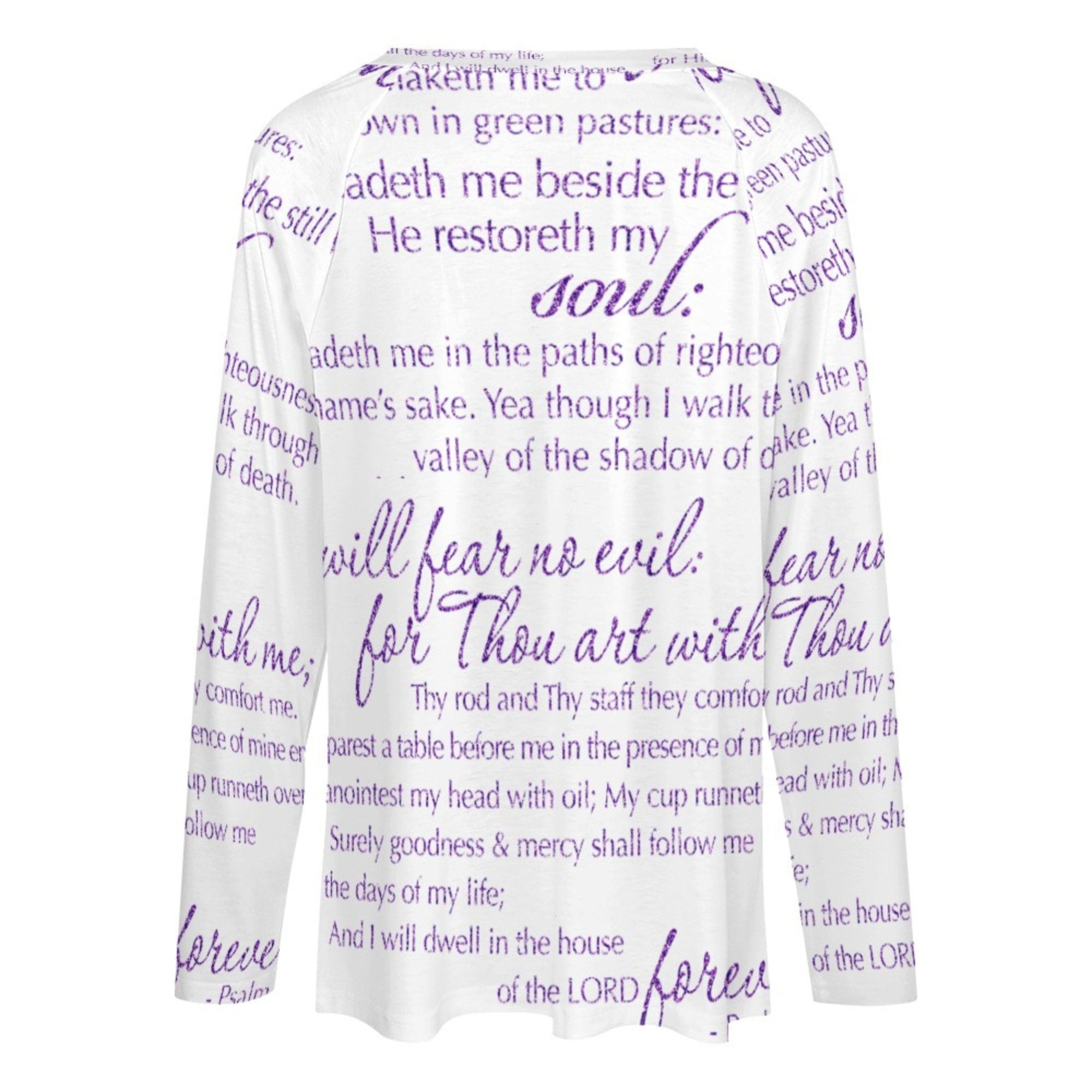 The Lord's Prayer Women's Long Sleeve Loose V - Neck Tee - White - Jesus Passion Apparel
