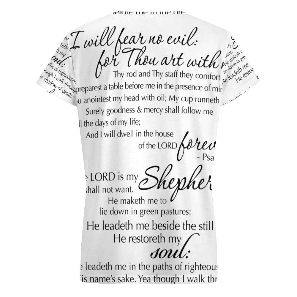The Lord's Prayer Women's Loose Short Sleeve V - Neck Blouse - White - Jesus Passion Apparel