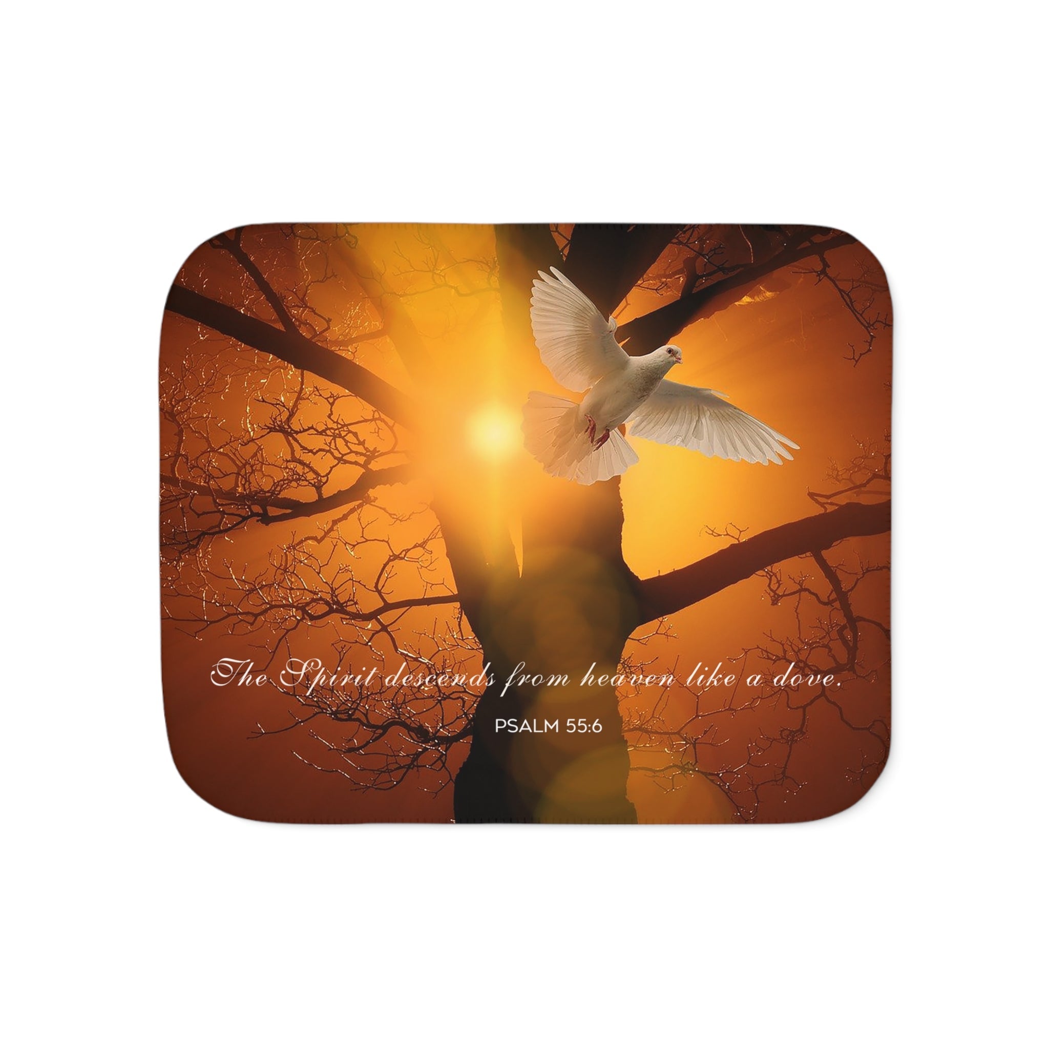 The Spirt Decends Like a Dove Sherpa Blanket - 3 Sizes - Jesus Passion Apparel