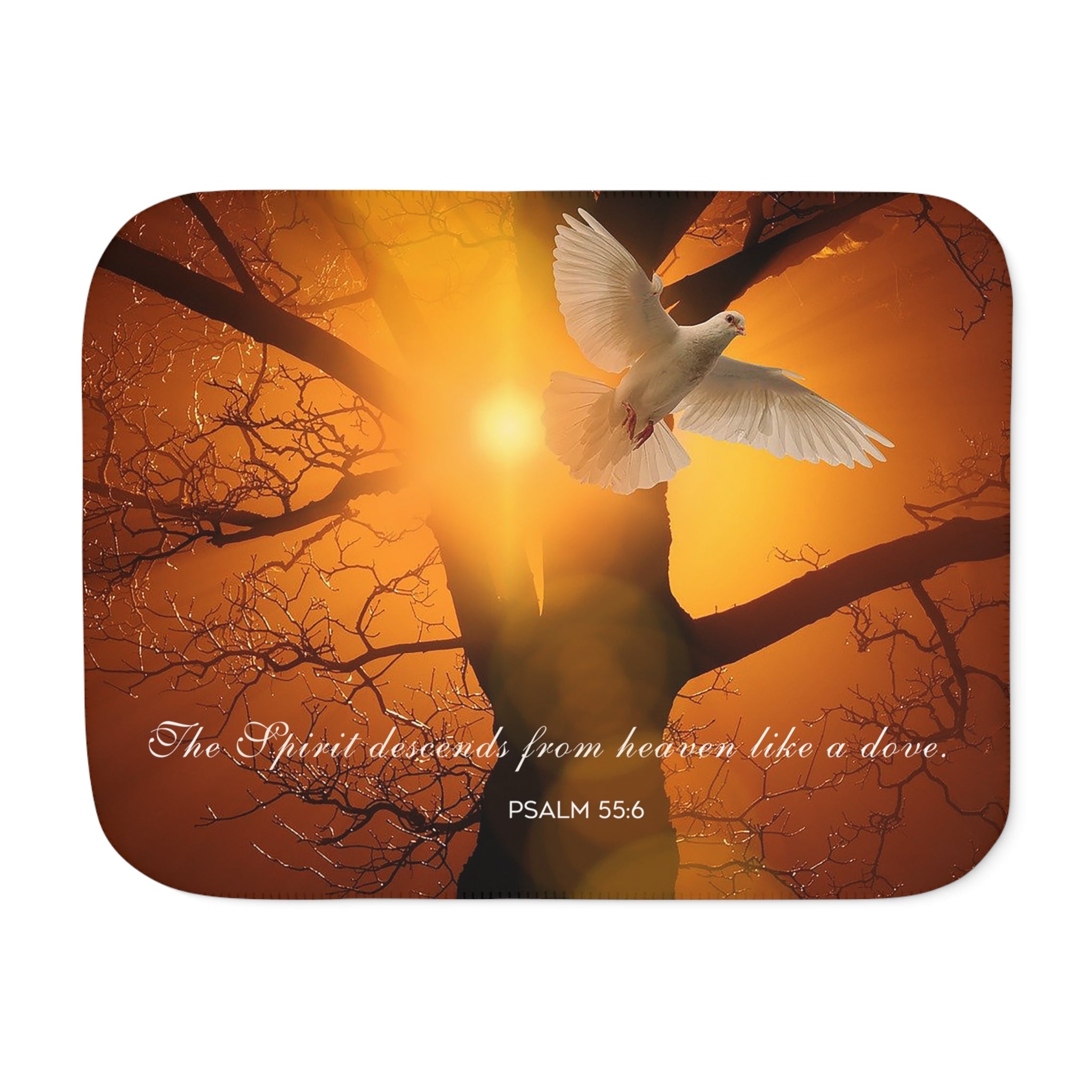 The Spirt Decends Like a Dove Sherpa Blanket - 3 Sizes - Jesus Passion Apparel