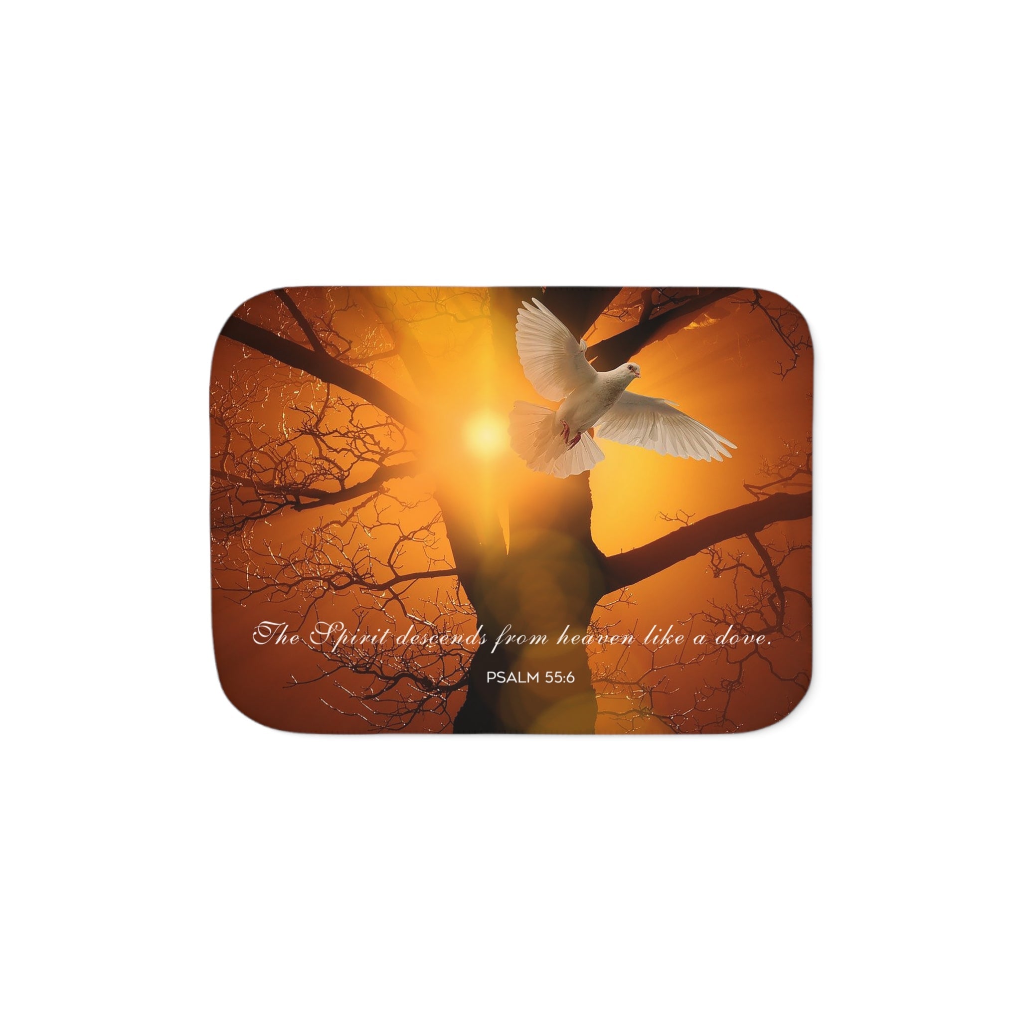 The Spirt Decends Like a Dove Sherpa Blanket - 3 Sizes - Jesus Passion Apparel