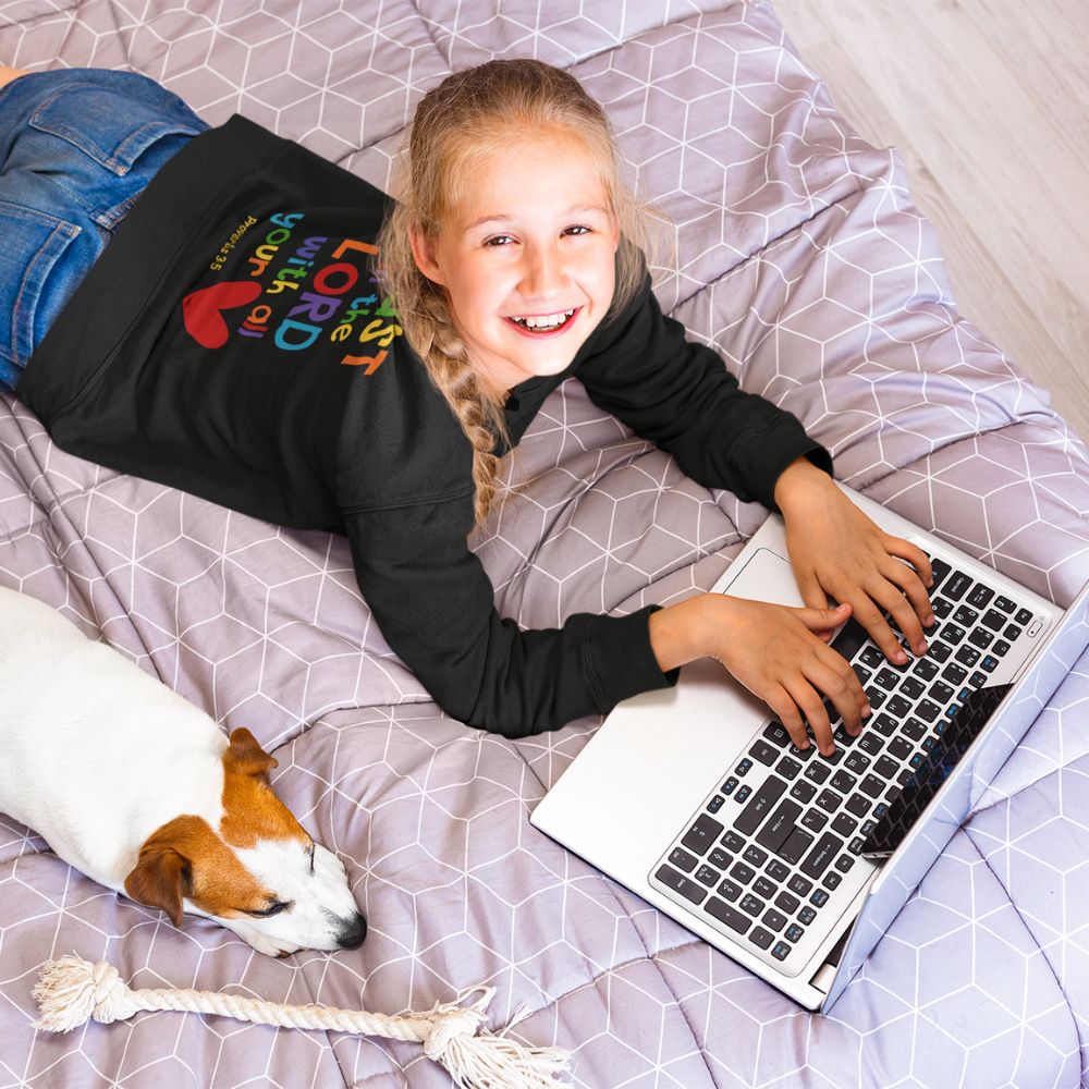 Trust in the Lord Youth Crewneck Sweatshirt - Design on Front and Back - Jesus Passion Apparel