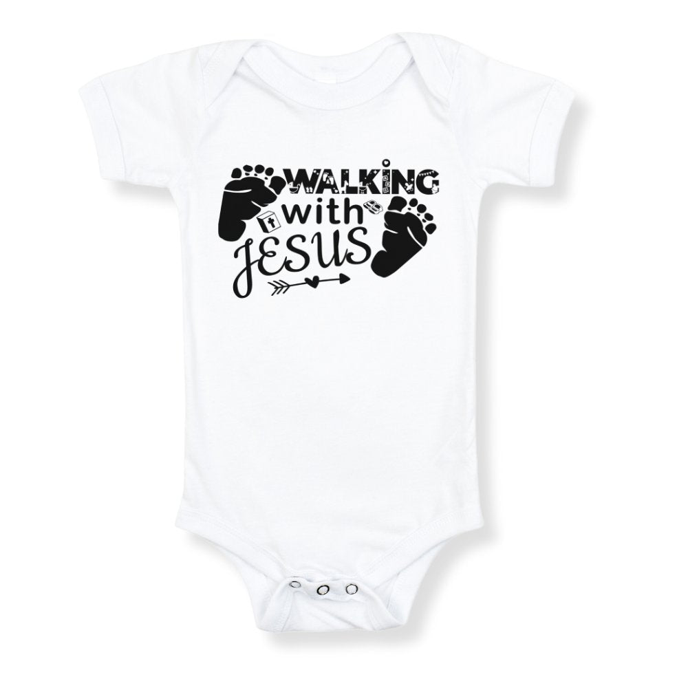 Walking With Jesus Black Baby Bodysuit - Jesus Passion Apparel