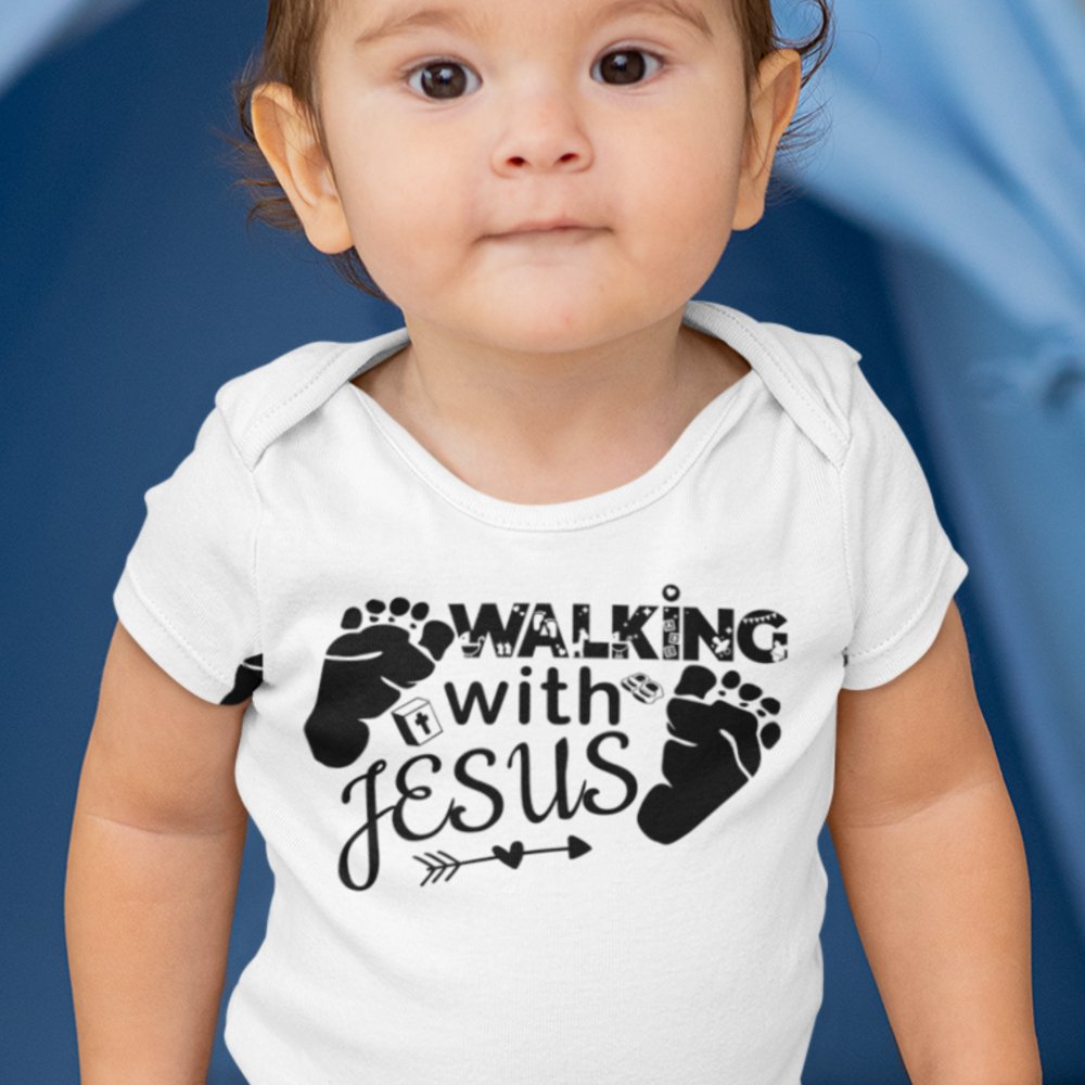 Walking With Jesus Black Baby Bodysuit - Jesus Passion Apparel