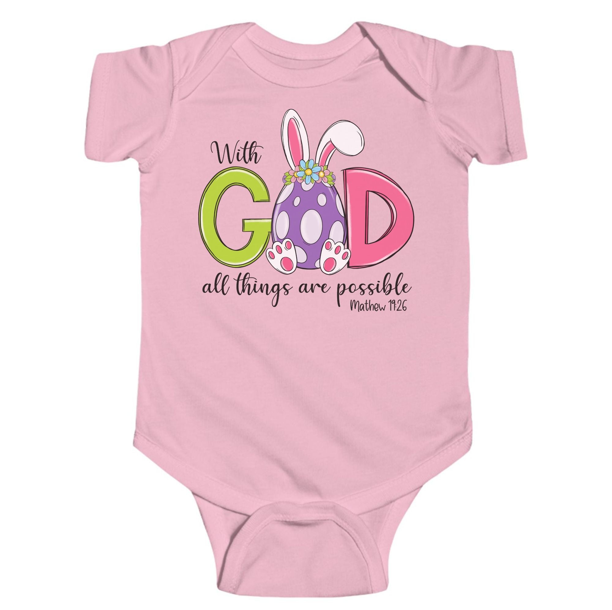With God all is Possible Infant Fine Jersey Baby Bodysuit - Jesus Passion Apparel