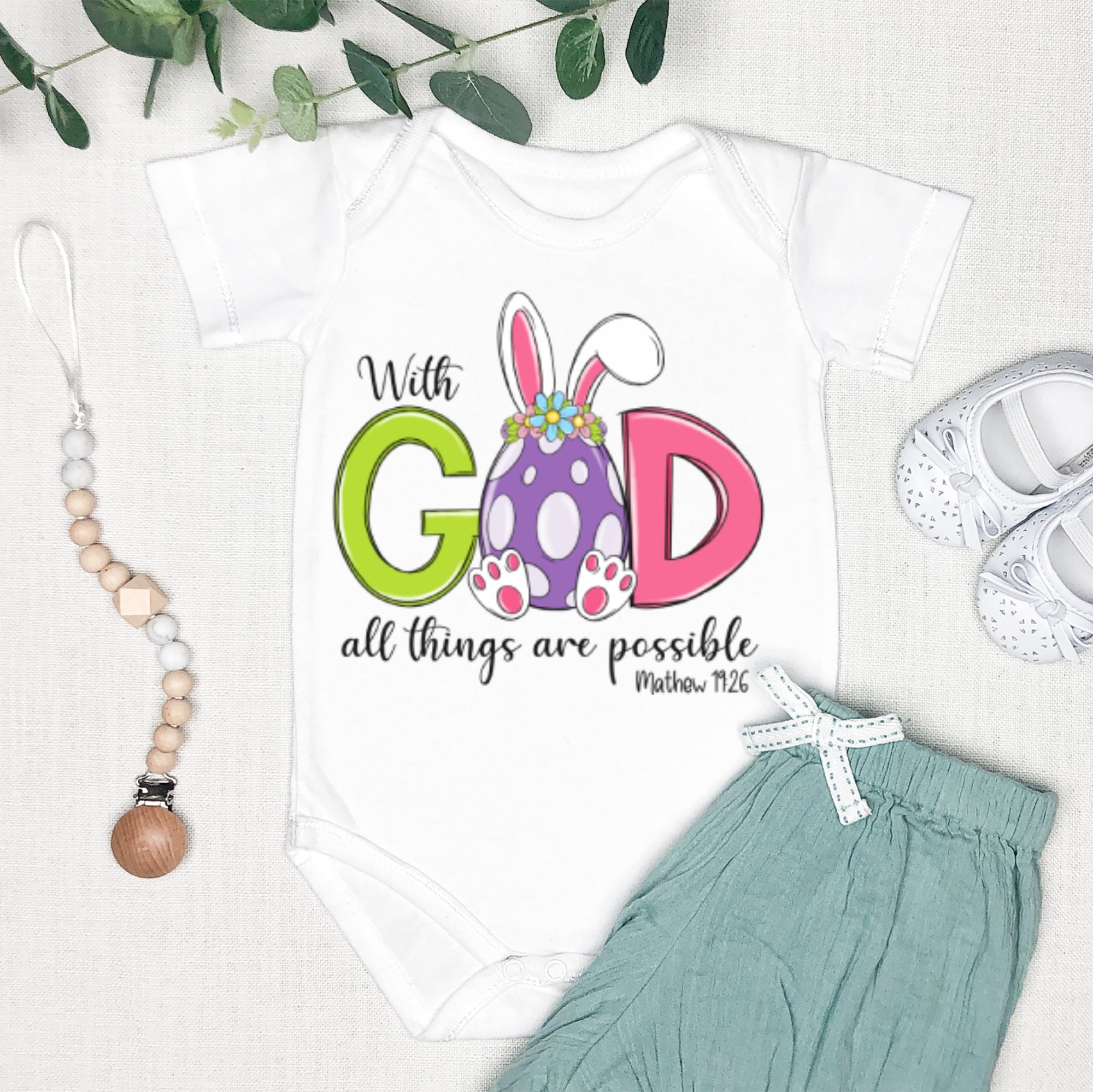 With God all is Possible Infant Fine Jersey Baby Bodysuit - Jesus Passion Apparel