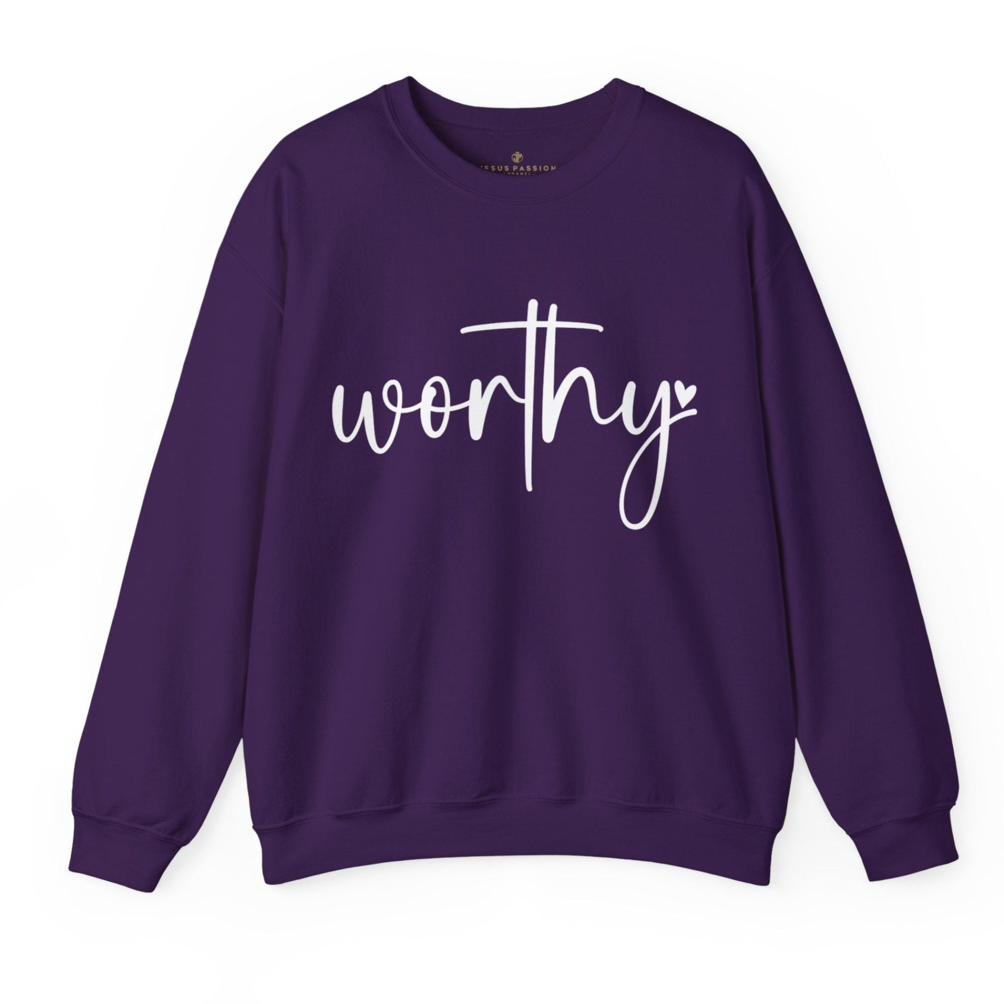 Worthy Women's Fleece Unisex - Fit Sweatshirt Purple / Navy - Jesus Passion Apparel
