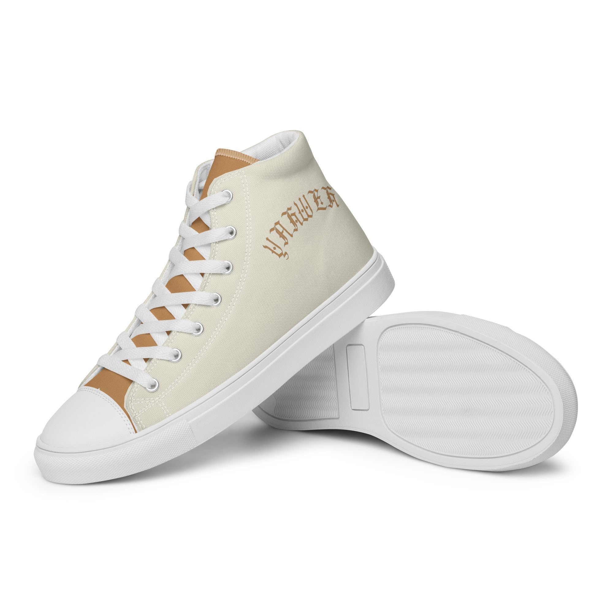 Yahweh Cream and Gold Women’s High Top Canvas Shoes - Jesus Passion Apparel