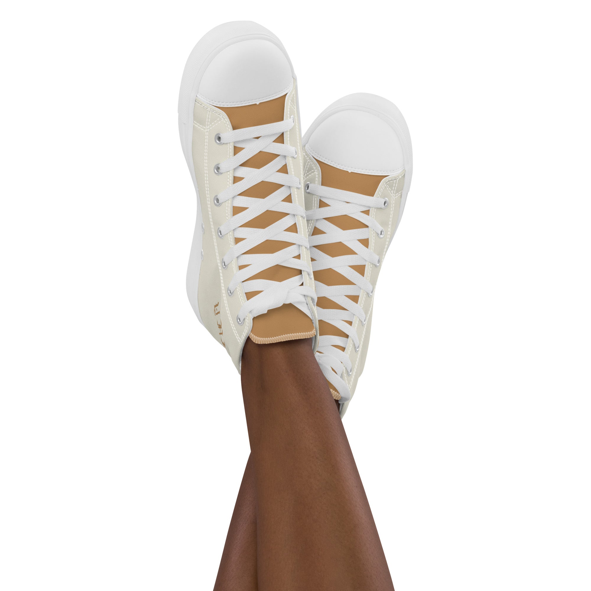 Yahweh Cream and Gold Women’s High Top Canvas Shoes - Jesus Passion Apparel