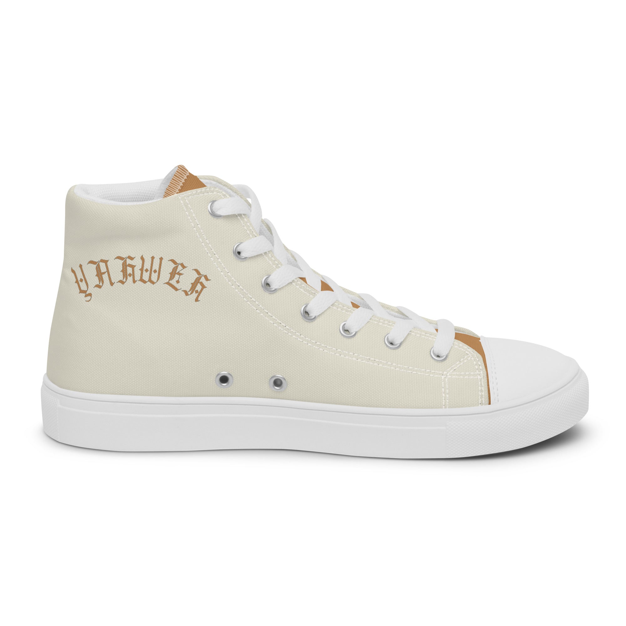 Yahweh Cream and Gold Women’s High Top Canvas Shoes - Jesus Passion Apparel
