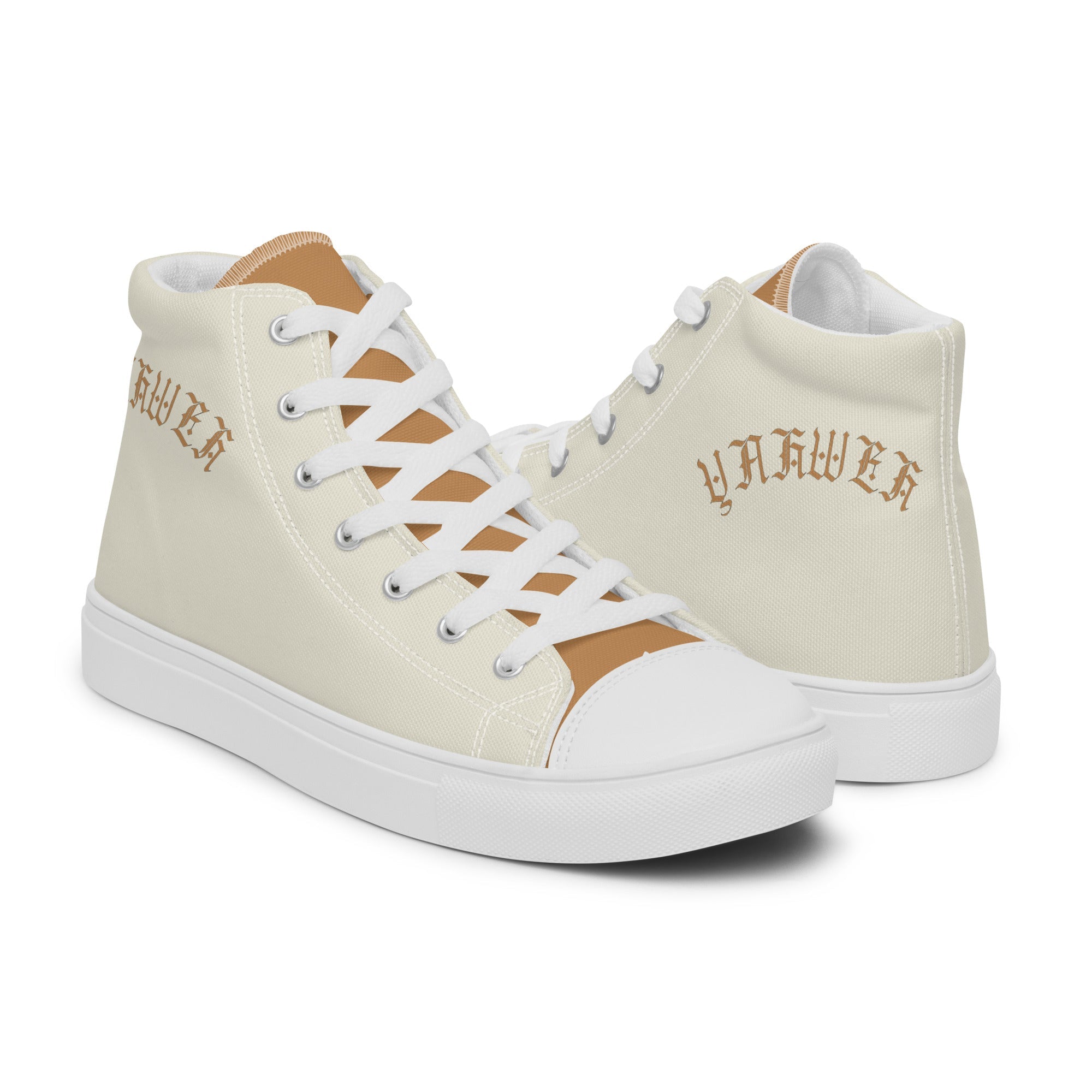 Yahweh Cream and Gold Women’s High Top Canvas Shoes - Jesus Passion Apparel