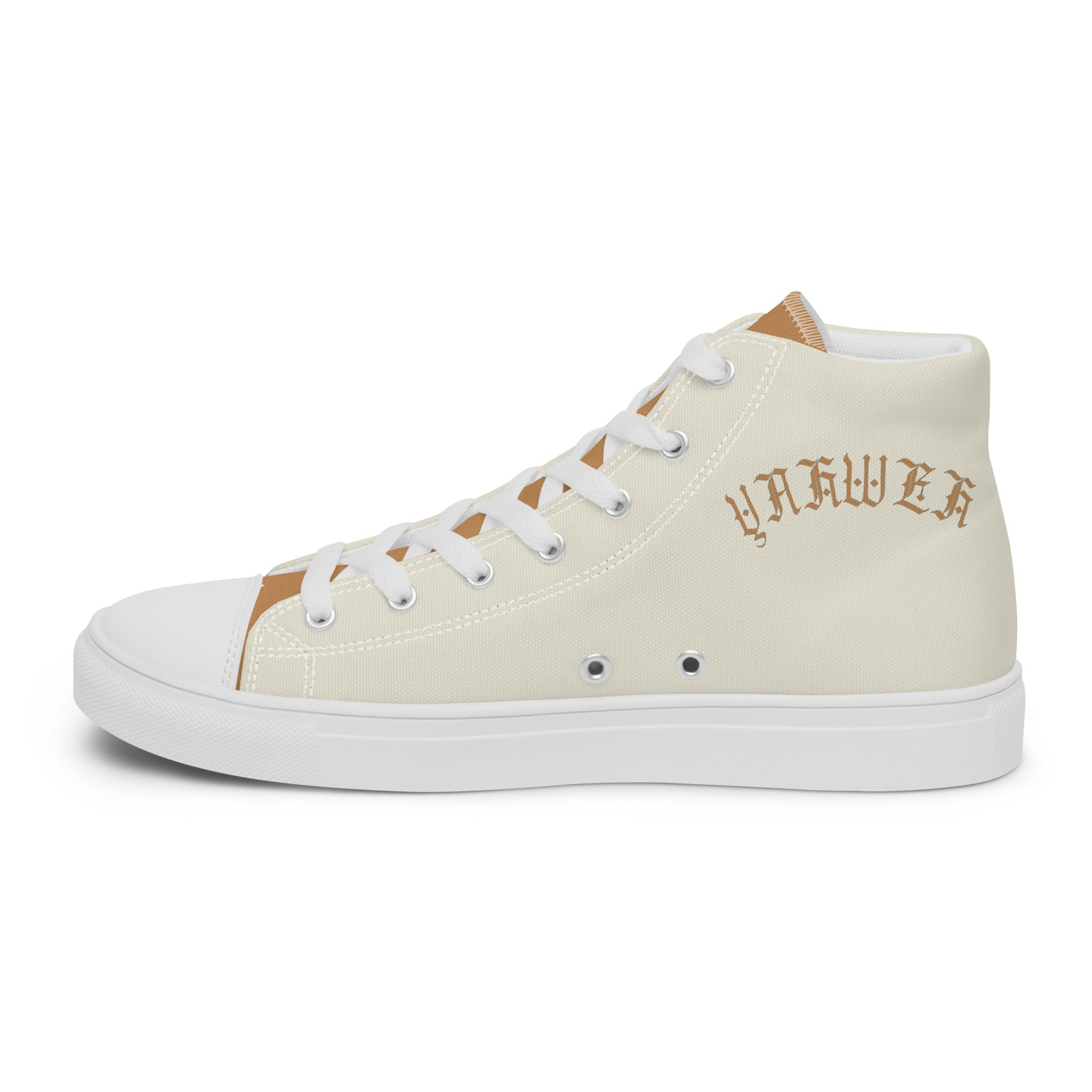Yahweh Cream and Gold Women’s High Top Canvas Shoes - Jesus Passion Apparel