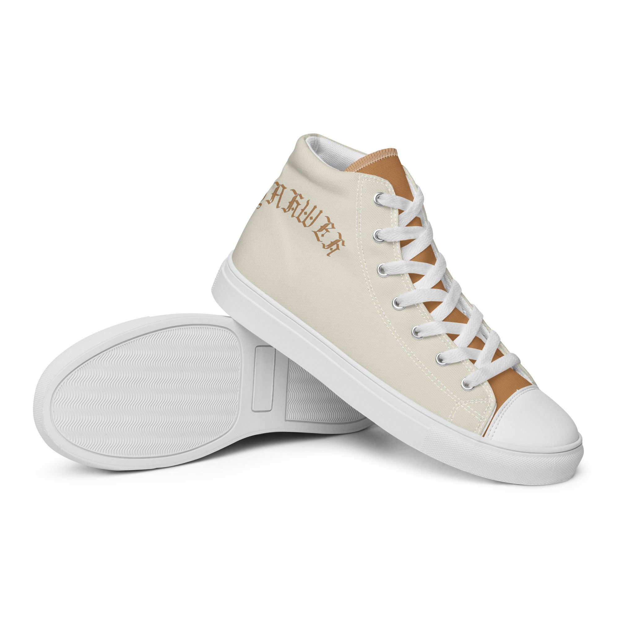 Yahweh Cream and Gold Women’s High Top Canvas Shoes - Jesus Passion Apparel