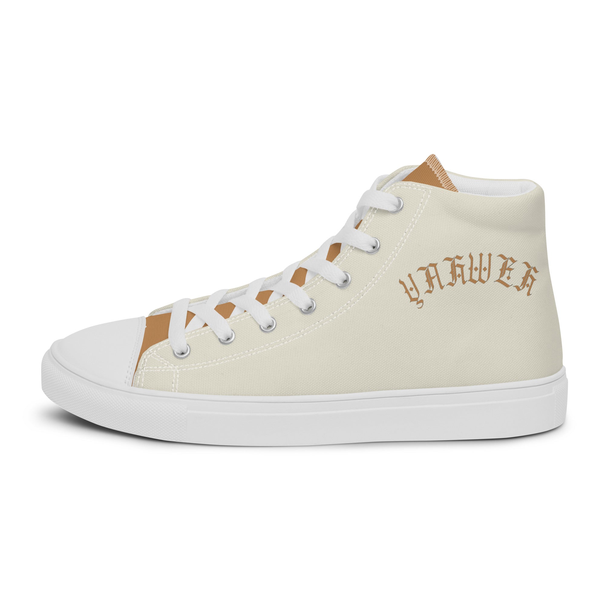 Yahweh Cream and Gold Women’s High Top Canvas Shoes - Jesus Passion Apparel