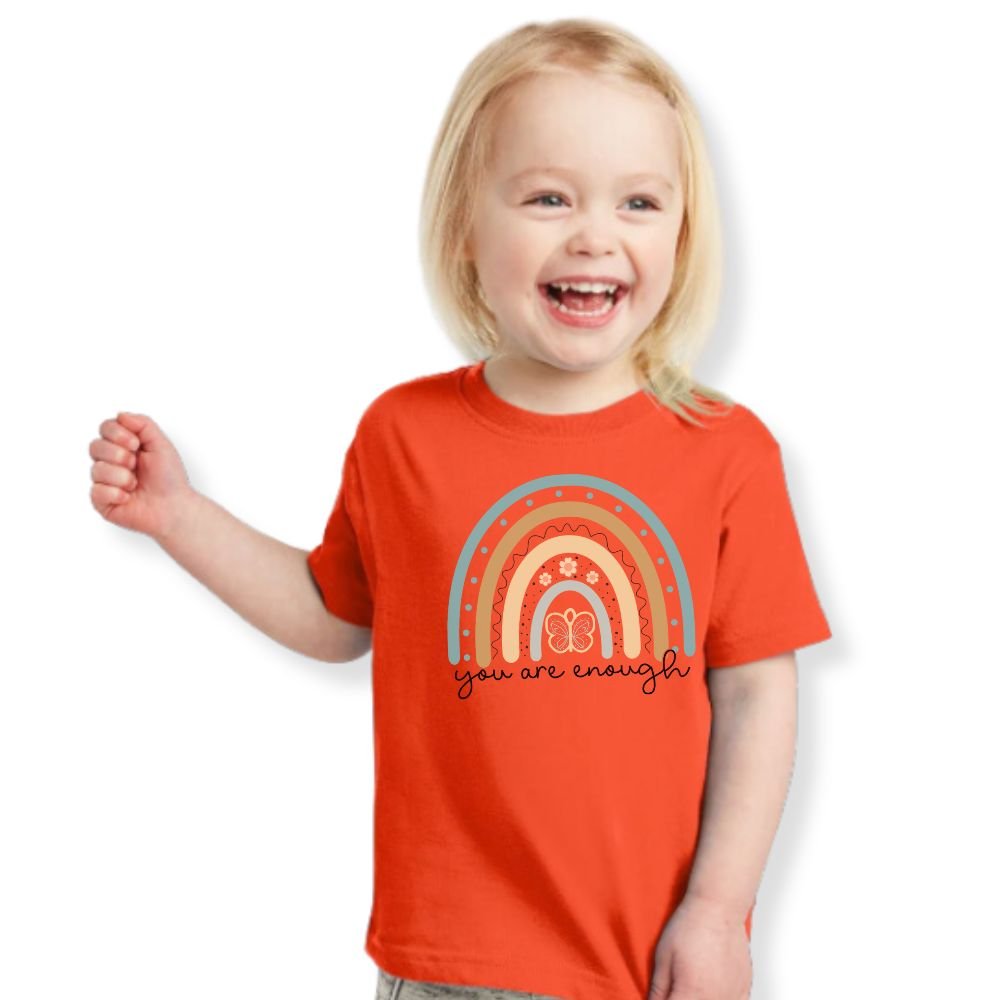 You are Enough Rainbow Toddler's Fine Jersey Tee - Jesus Passion Apparel