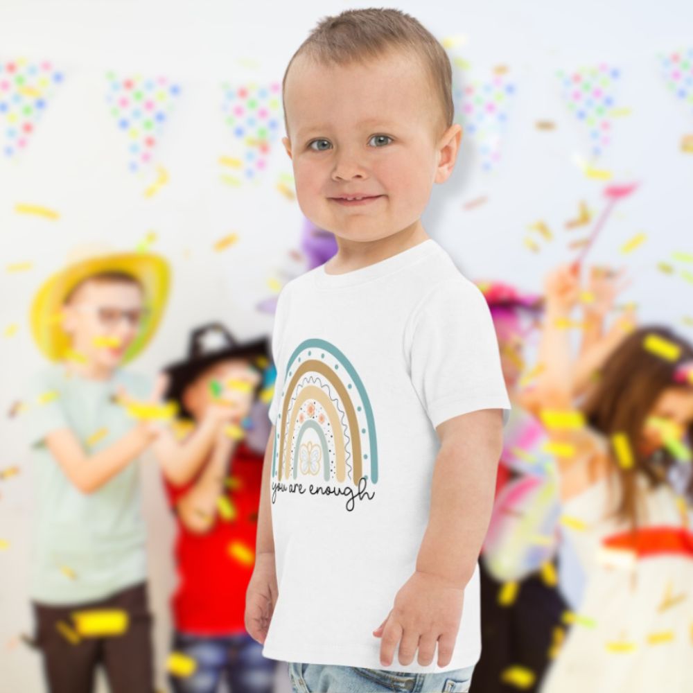 You are Enough Rainbow Toddler's Fine Jersey Tee - Jesus Passion Apparel