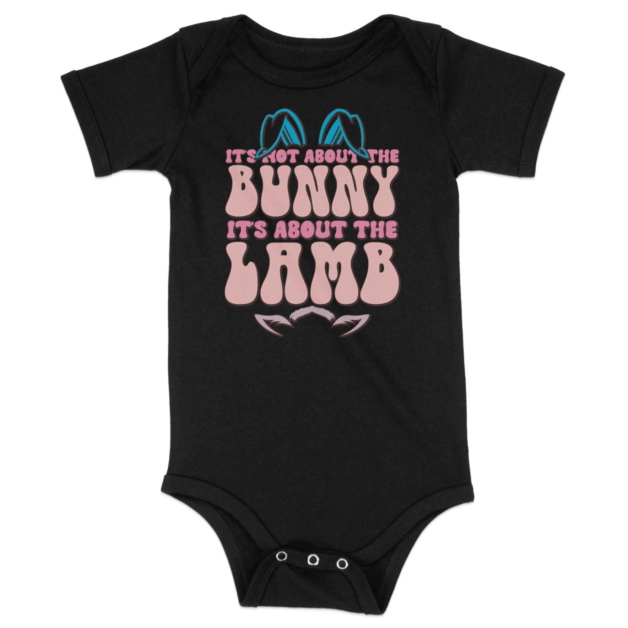 Not About the Bunny Infant Fine Jersey Bodysuit Size: 18mo Color: Navy Jesus Passion Apparel