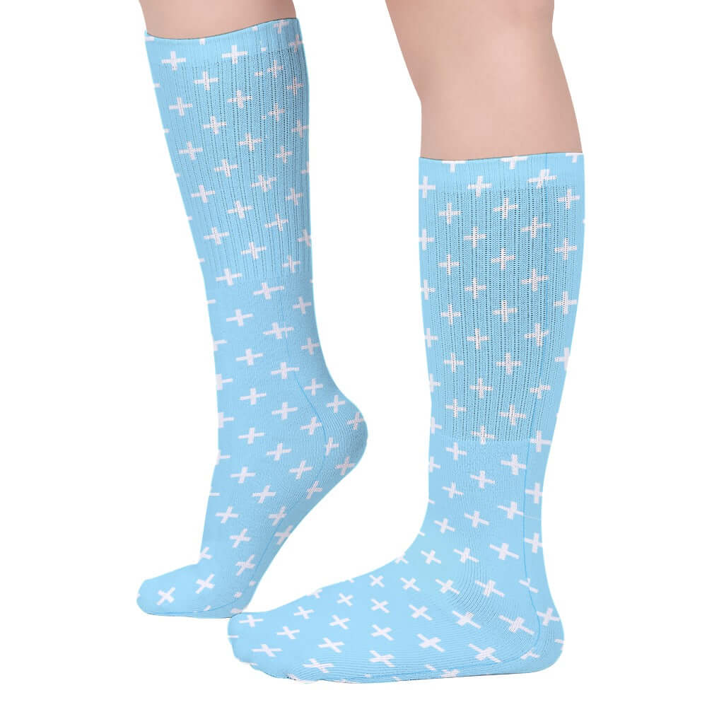 Holy Cross Inspirational Blue Breathable Stockings (Pack of 5 - Same Pattern) Size: ONE SIZE Color: Blue Jesus Passion Apparel