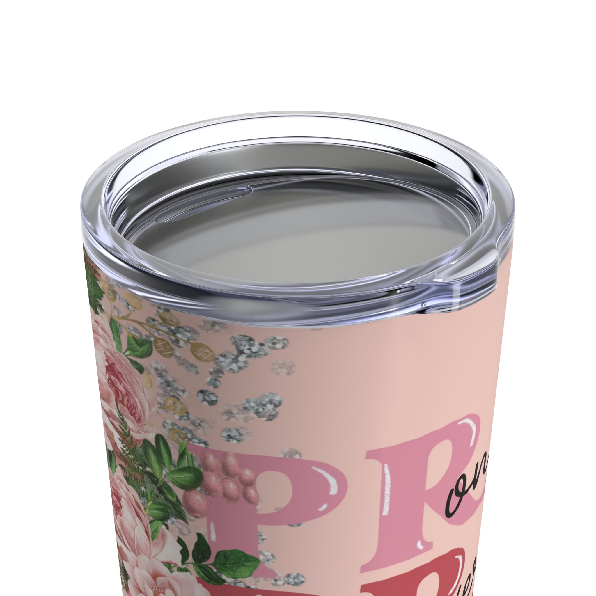 Pray On Over Through It Pink Roses Glitter Hot-Cold Tumbler 20 oz with Sip Lid Size: 20oz Jesus Passion Apparel