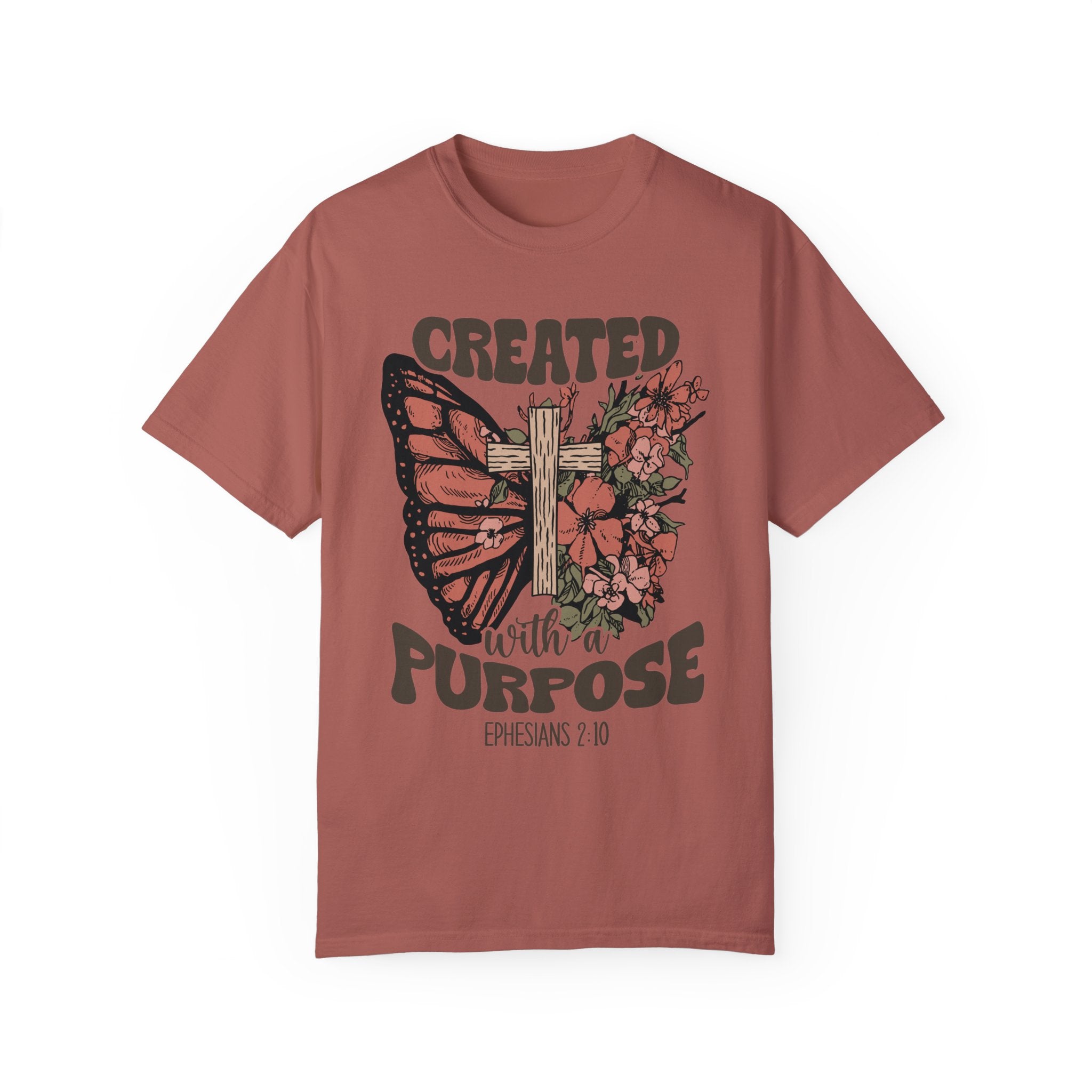 Created with a Purpose Butterfly Cross Comfy Heavyweight Short Sleeve Tee