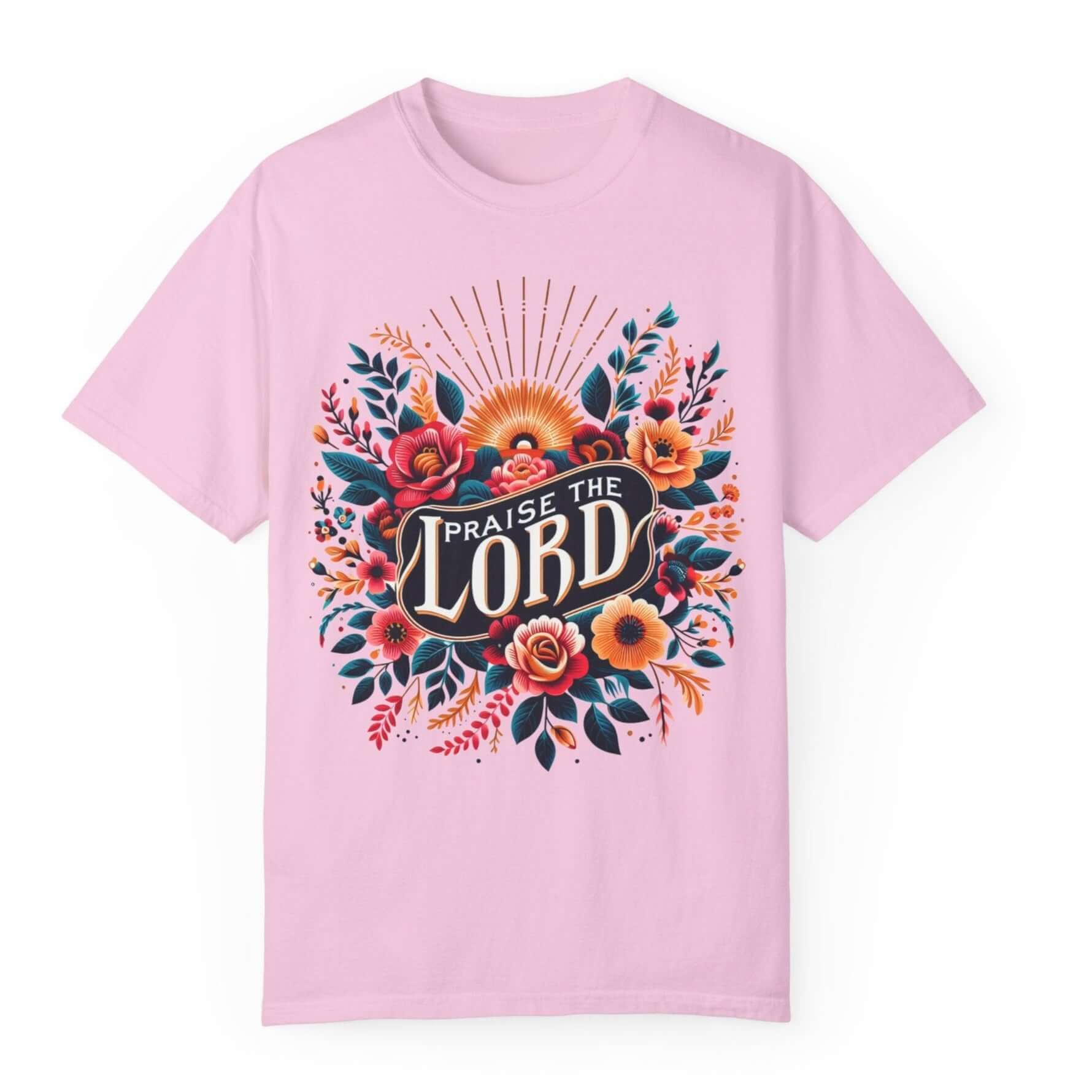 Praise the Lord Floral Sunshine Women's Short Sleeve Tee Color: Blossom Size: S Jesus Passion Apparel