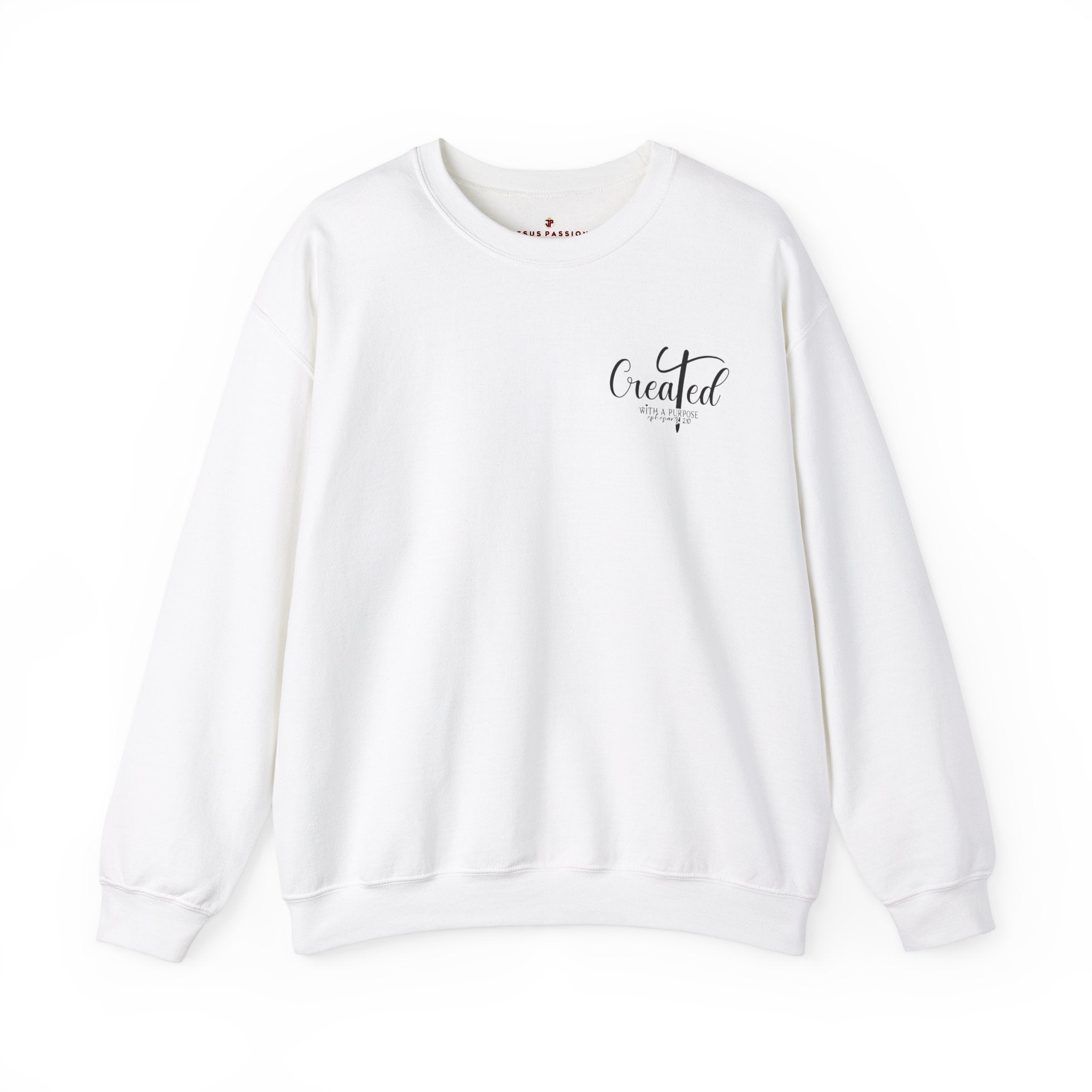 Created With a Purpose Women's Fleece Sweatshirt Size: S Color: White Jesus Passion Apparel