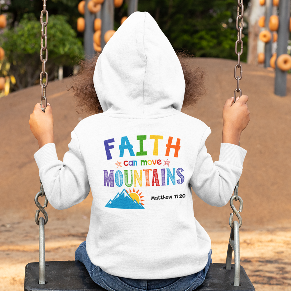 Faith Can Move Mountains Youth Hoodie Color: White Size: S Jesus Passion Apparel