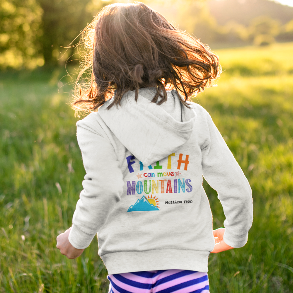 Faith Can Move Mountains Youth Hoodie Color: White Size: S Jesus Passion Apparel