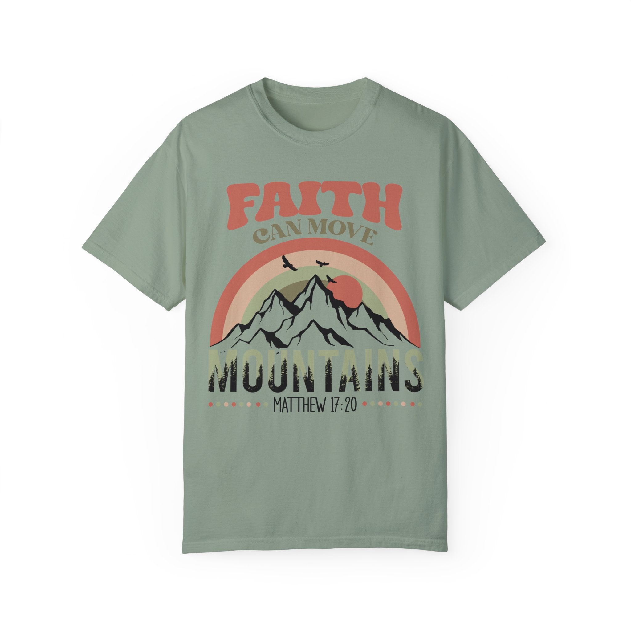 Faith Can Move Mountains Comfy Heavyweight Short Sleeve Adult Tee