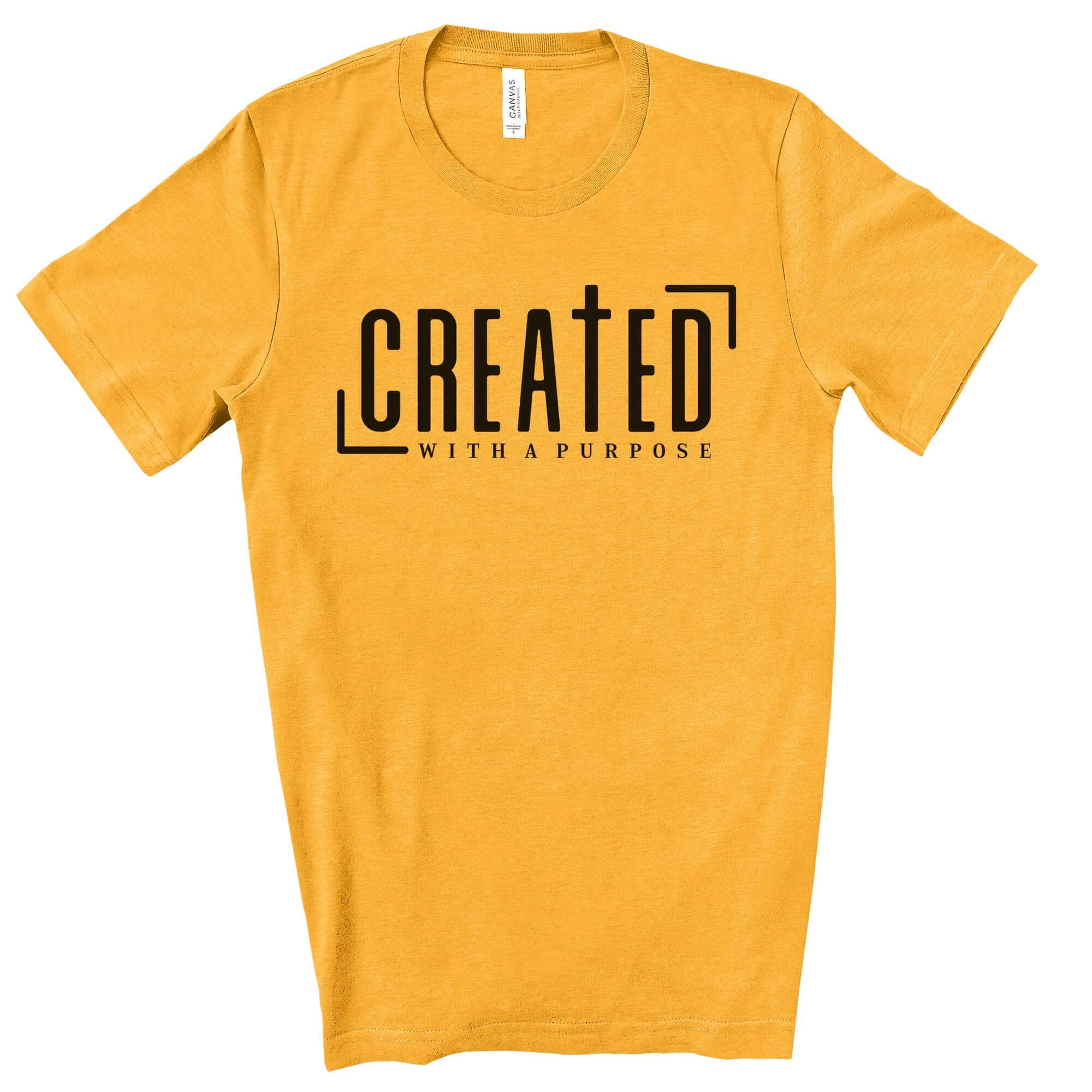 Created with a Purpose Men's Jersey Short Sleeve Tee Size: XS Color: Gold Jesus Passion Apparel