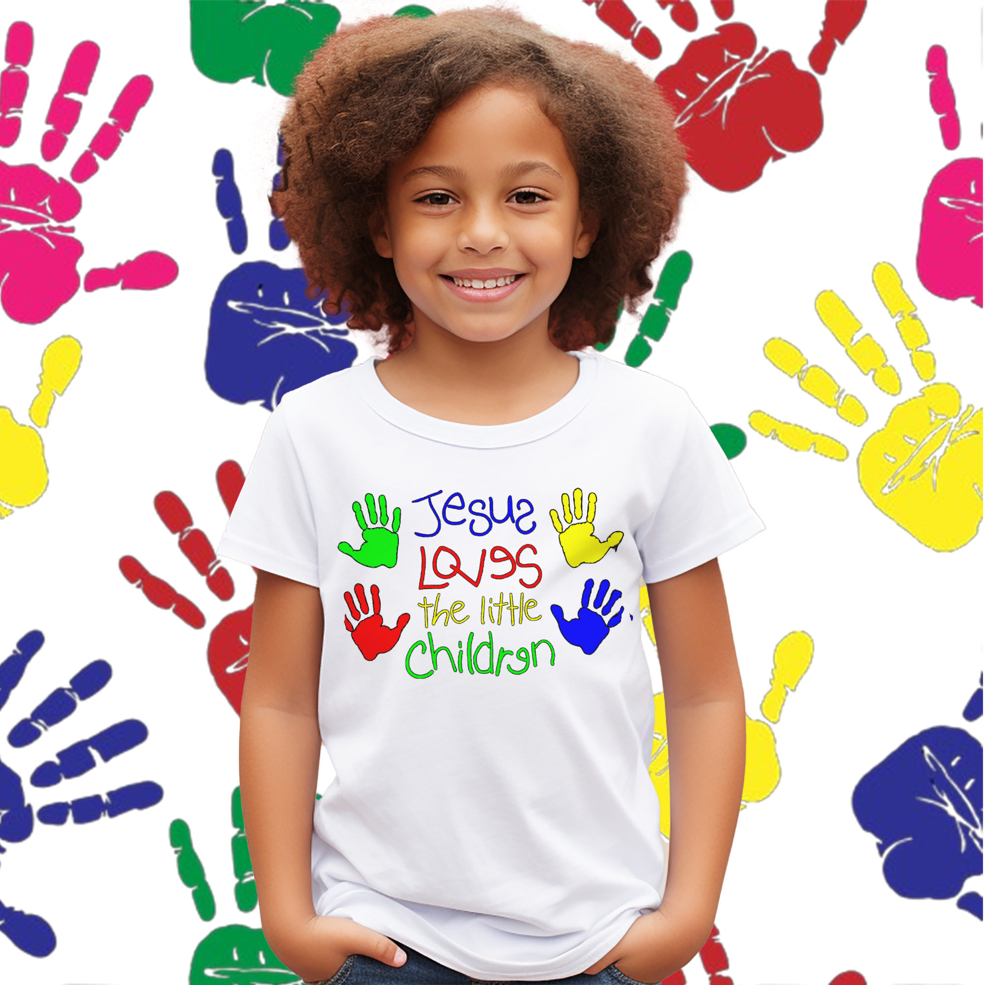 Jesus Loves the Little Children Toddler's Fine Jersey Tee Color: Light Blue Size: 2T Jesus Passion Apparel
