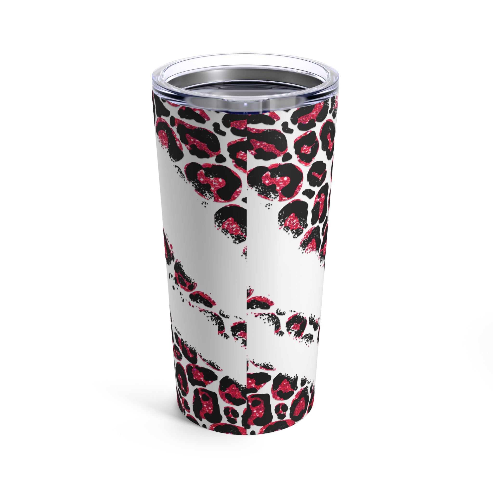 Pray Animal Print Red Glitter Hot-Cold Tumbler 20 oz with Sip Lid Size: 20oz Jesus Passion Apparel