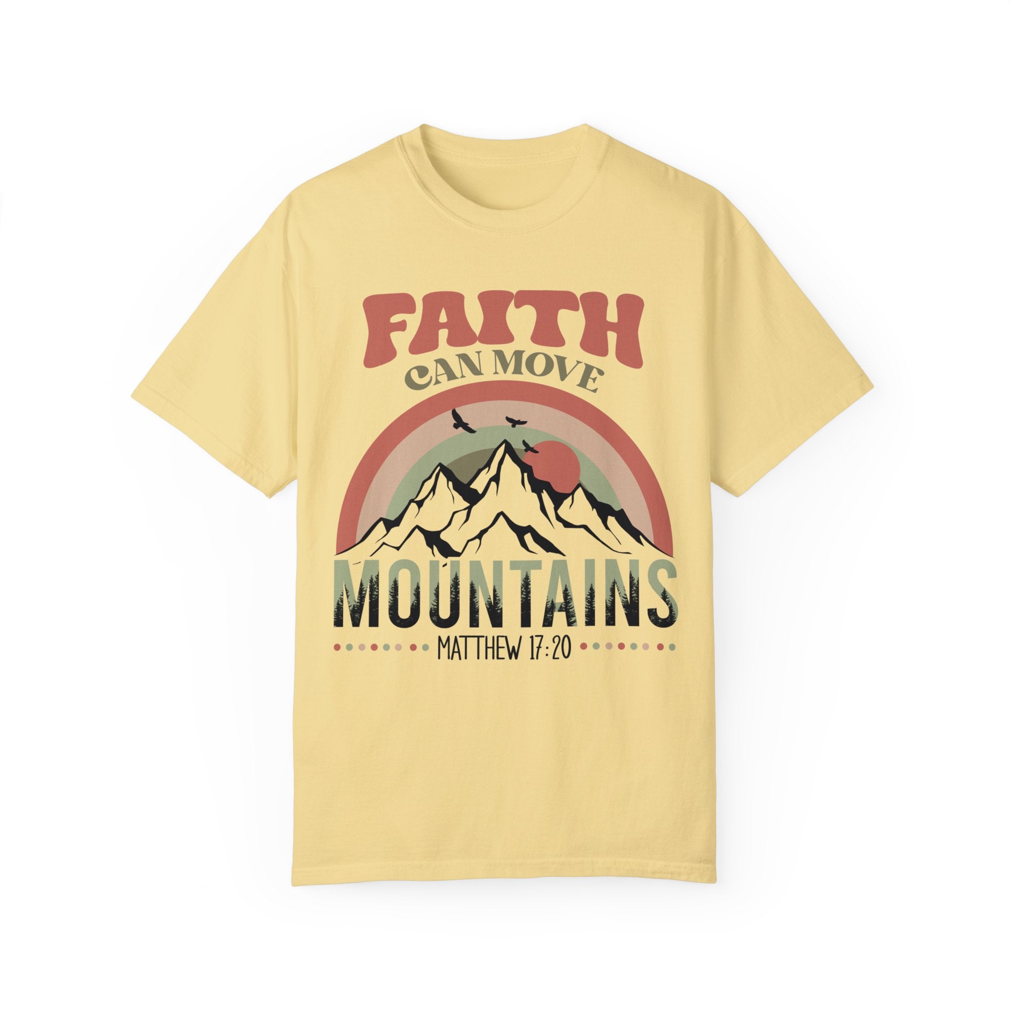 Faith Can Move Mountains Comfy Heavyweight Short Sleeve Adult Tee