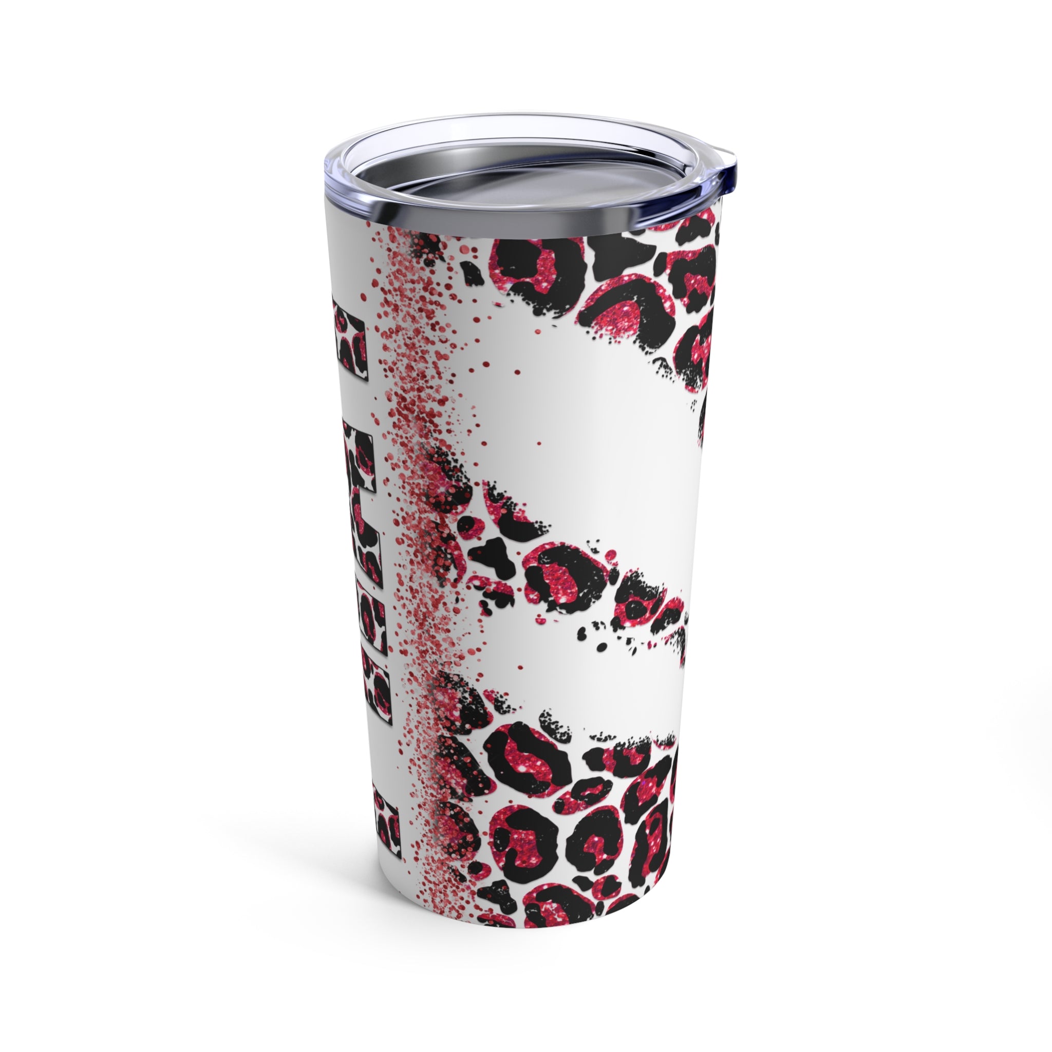 Pray Animal Print Red Glitter Hot-Cold Tumbler 20 oz with Sip Lid Size: 20oz Jesus Passion Apparel