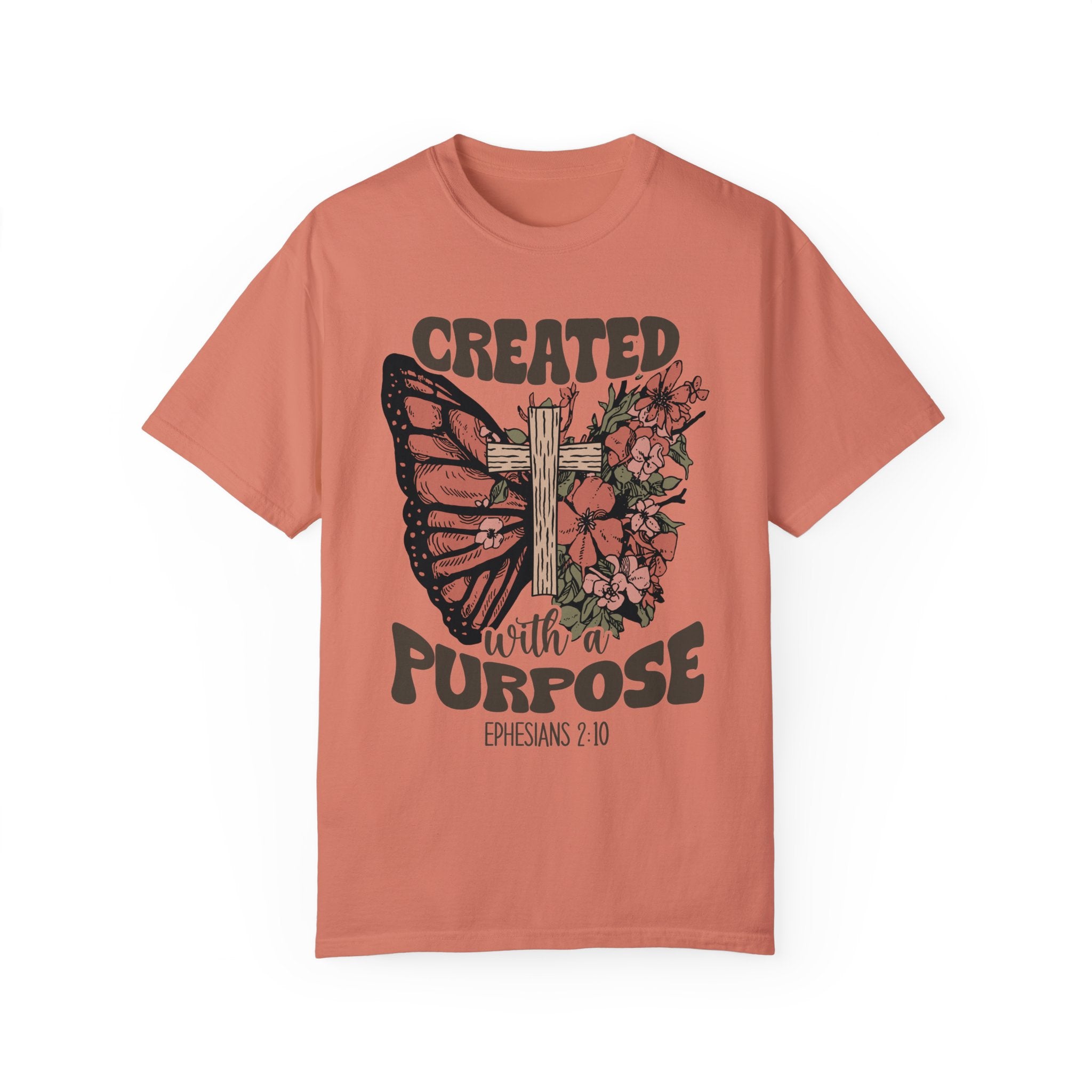 Created with a Purpose Butterfly Cross Comfy Heavyweight Short Sleeve Tee