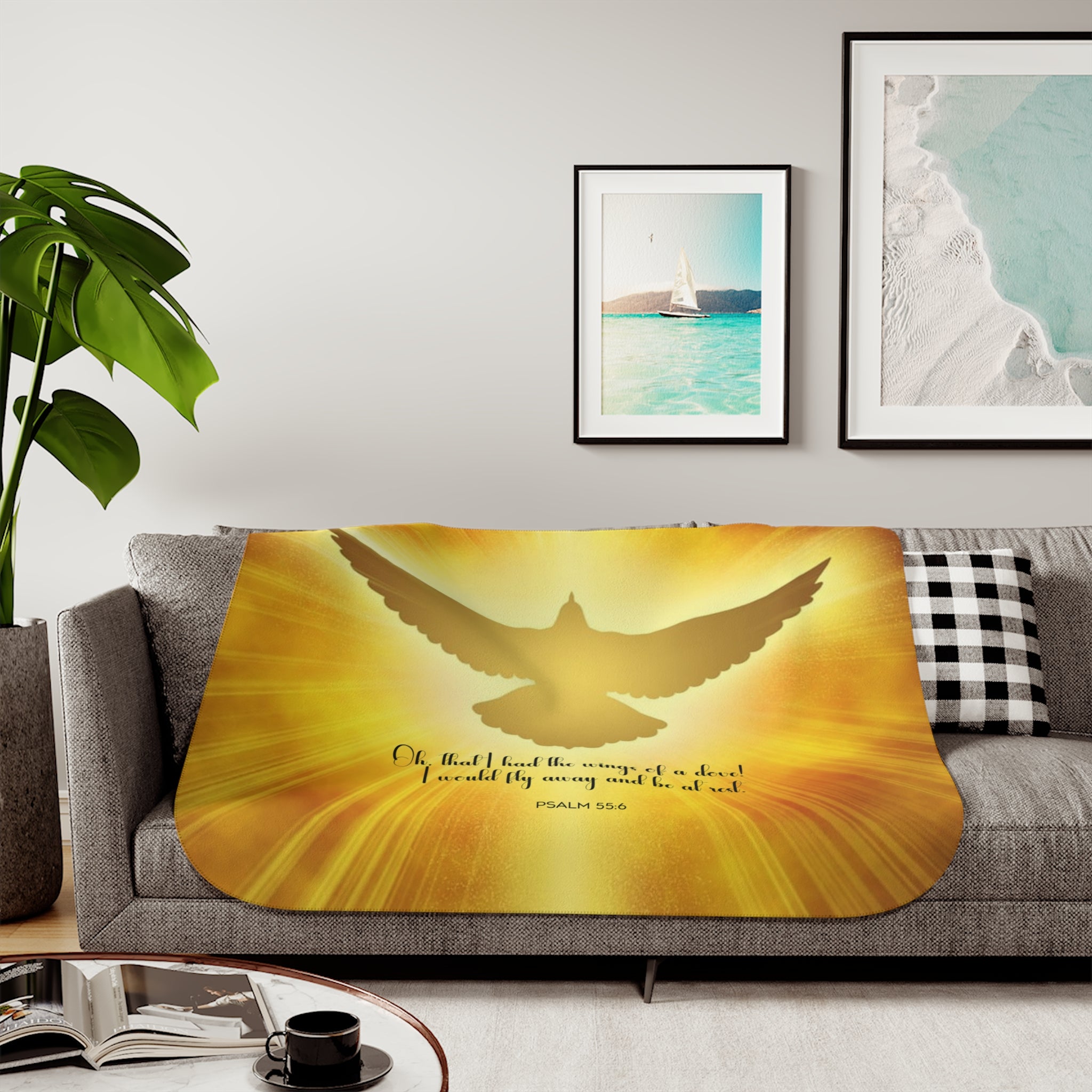 Wings of a Dove Sherpa Blanket - 3 Sizes Size: 30'' × 40'' Color: Beige Jesus Passion Apparel