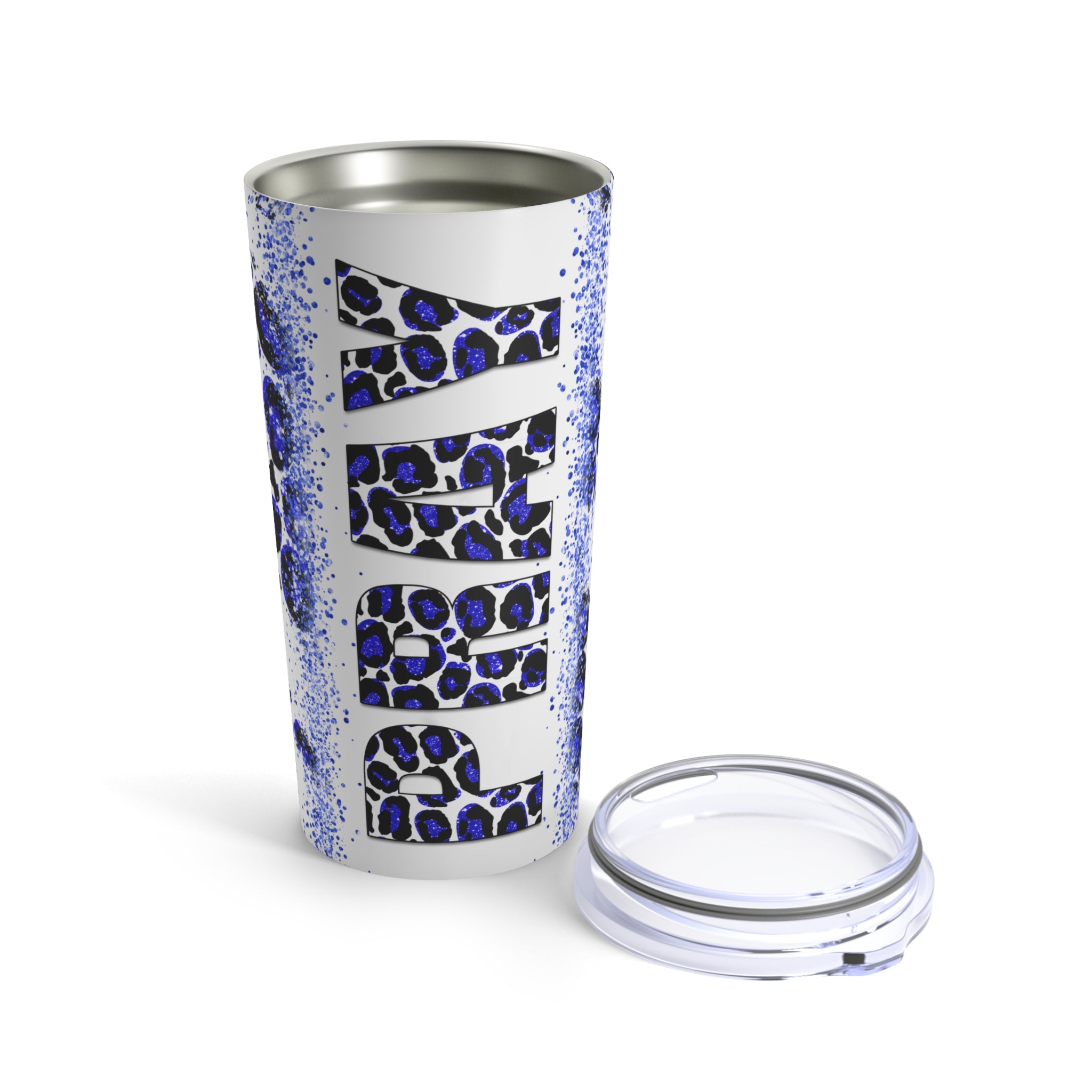 Pray Animal Print Blue Glitter Hot-Cold Tumbler 20 oz with Sip Lid Size: 20oz Jesus Passion Apparel