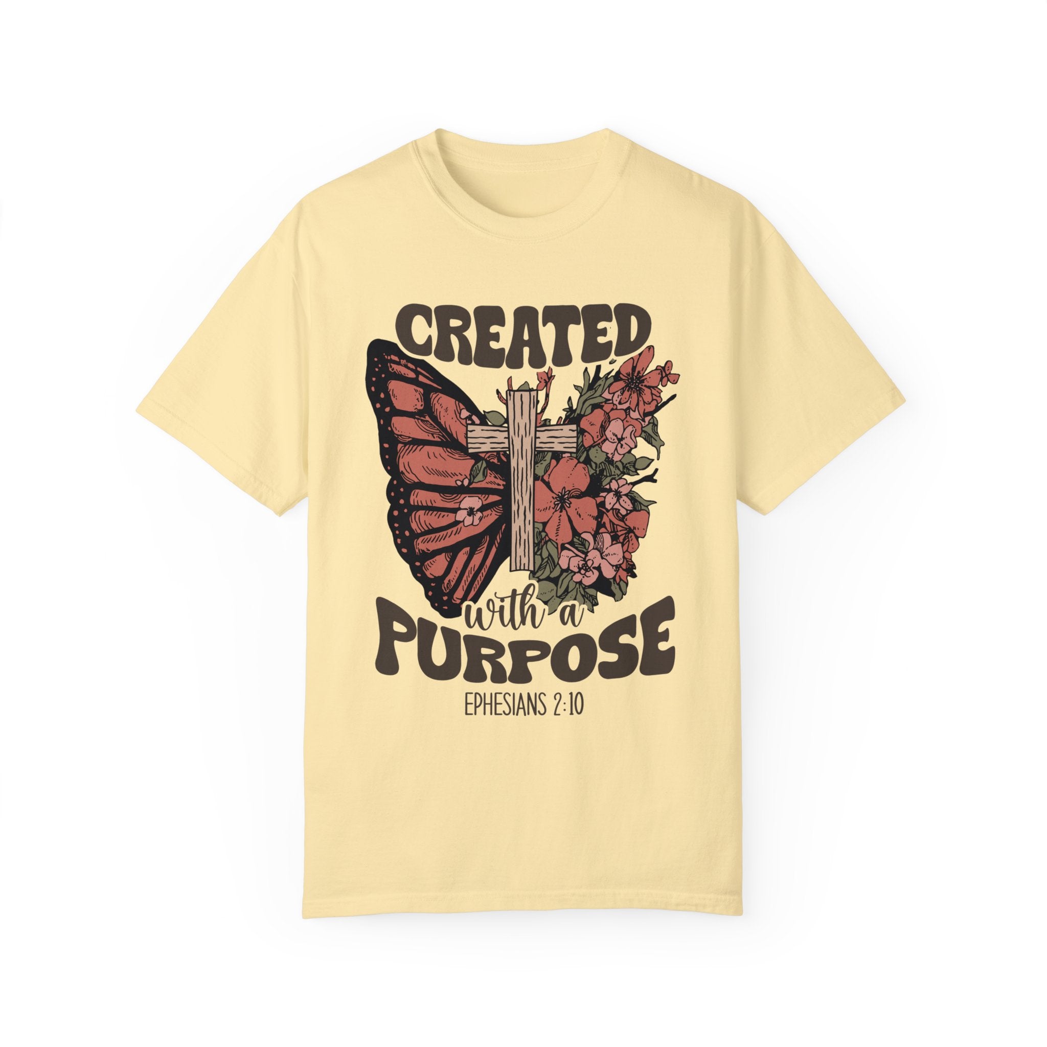 Created with a Purpose Butterfly Cross Comfy Heavyweight Short Sleeve Tee