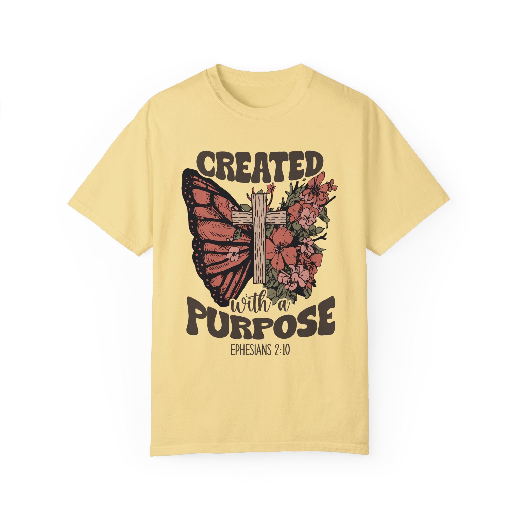 Created with a Purpose Butterfly Cross Comfy Heavyweight Short Sleeve Tee