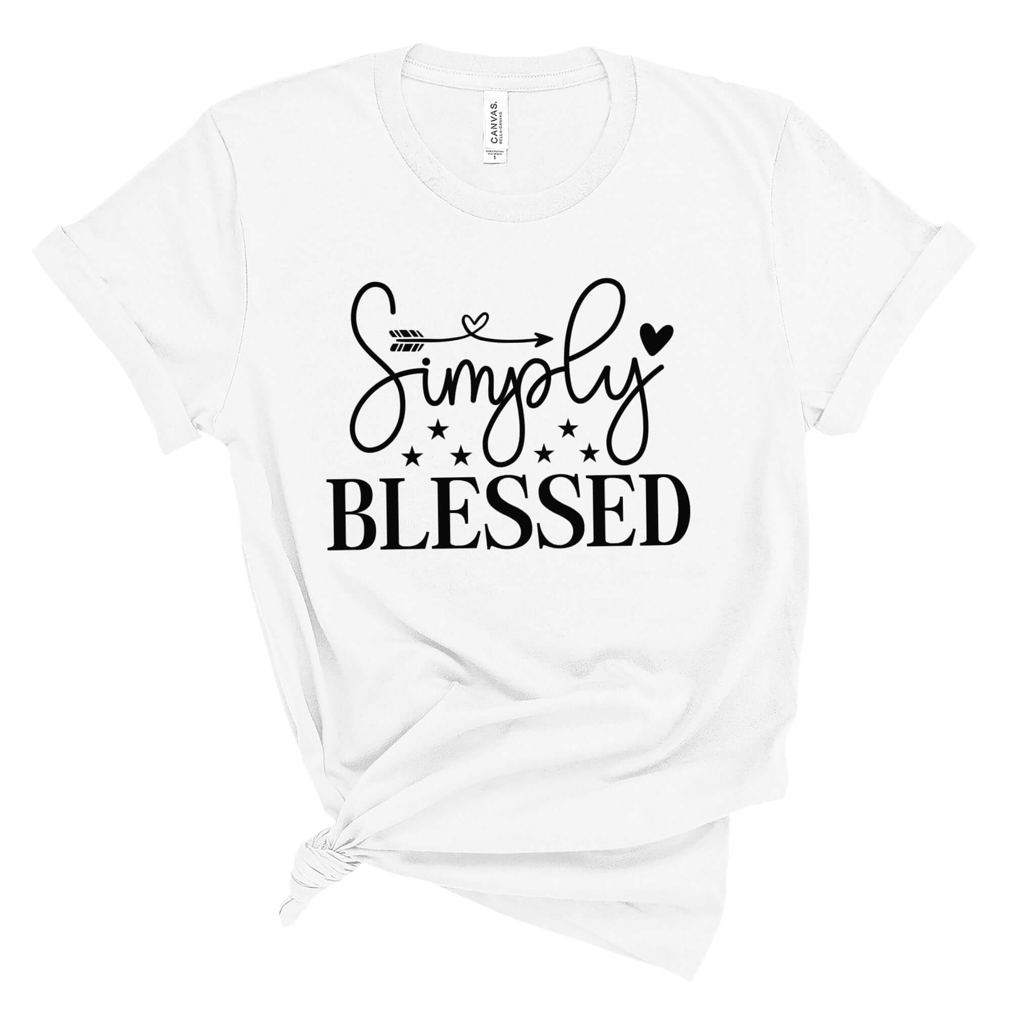 Simply Blessed Women's Short Sleeve Tee Size: XS Color: Athletic Heather Jesus Passion Apparel