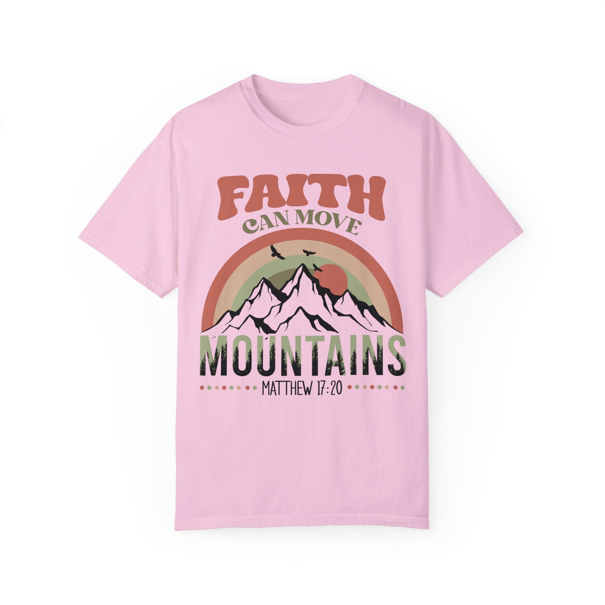 Faith Can Move Mountains Comfy Heavyweight Short Sleeve Adult Tee