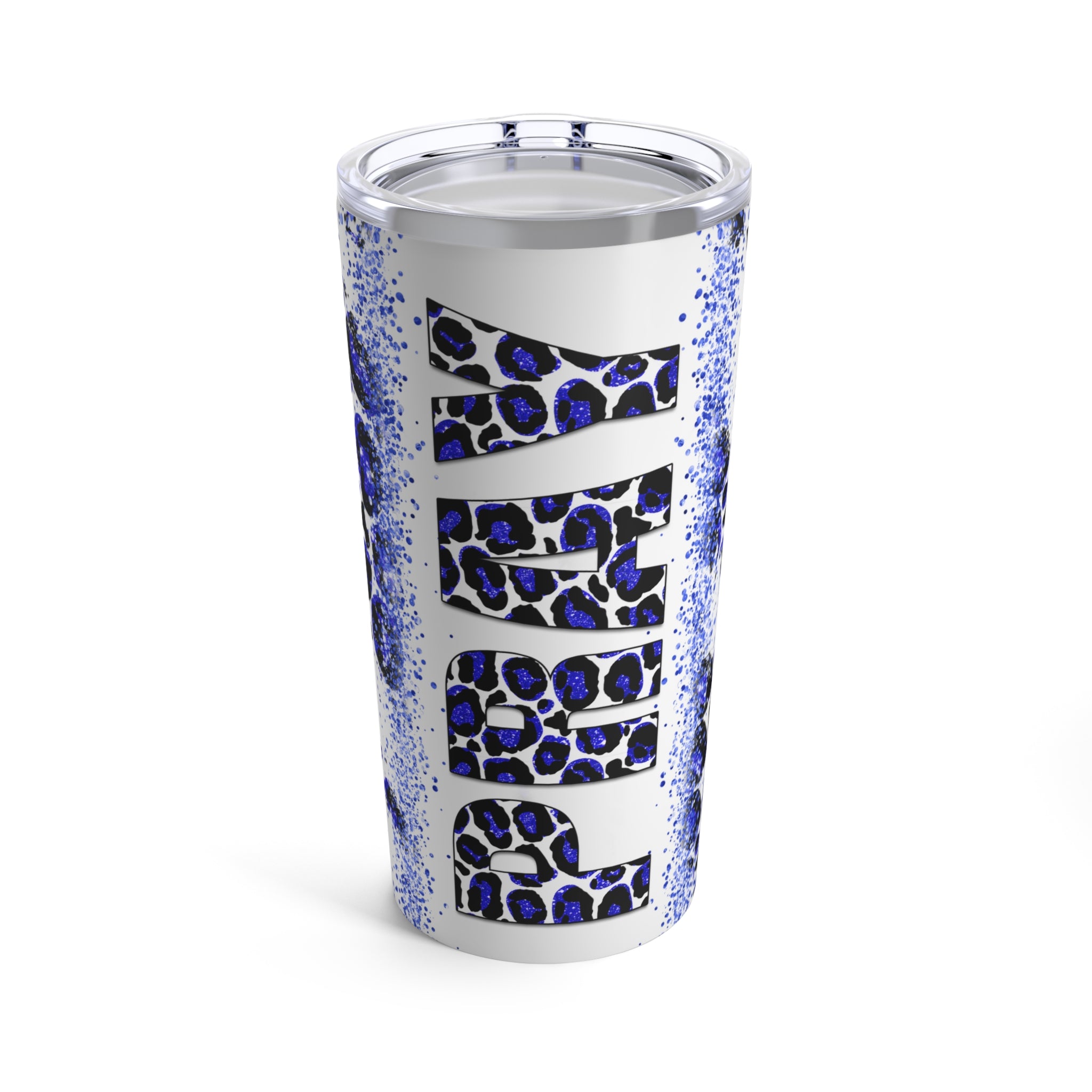 Pray Animal Print Blue Glitter Hot-Cold Tumbler 20 oz with Sip Lid Size: 20oz Jesus Passion Apparel