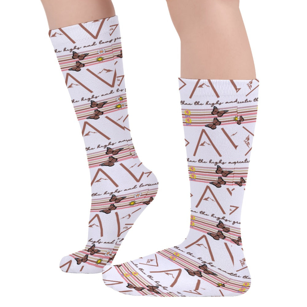 God is Better than the Highs and Lows Breathable Stockings (Pack of 1) Size: ONE SIZE Color: White/Brown Jesus Passion Apparel