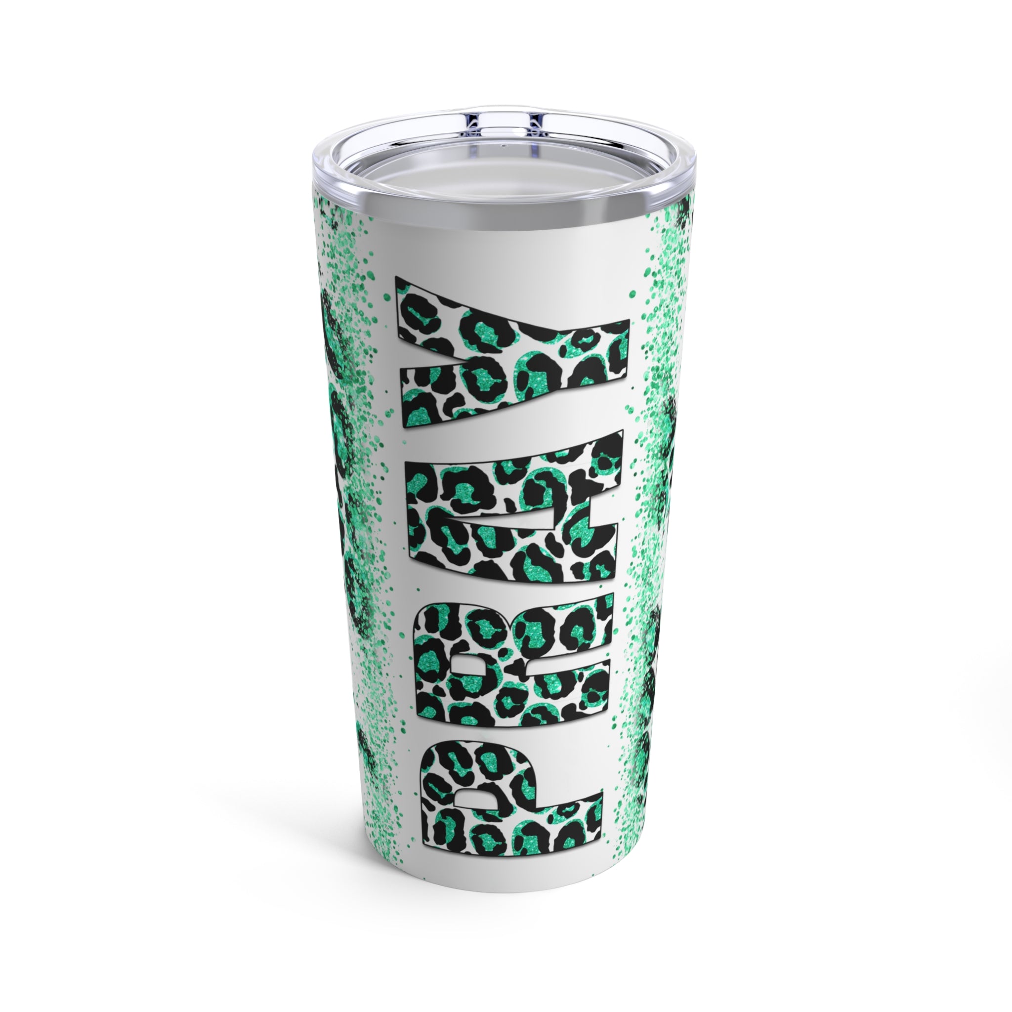 Pray Animal Print Green Glitter Hot-Cold Tumbler 20 oz with Sip Lid Size: 20oz Jesus Passion Apparel