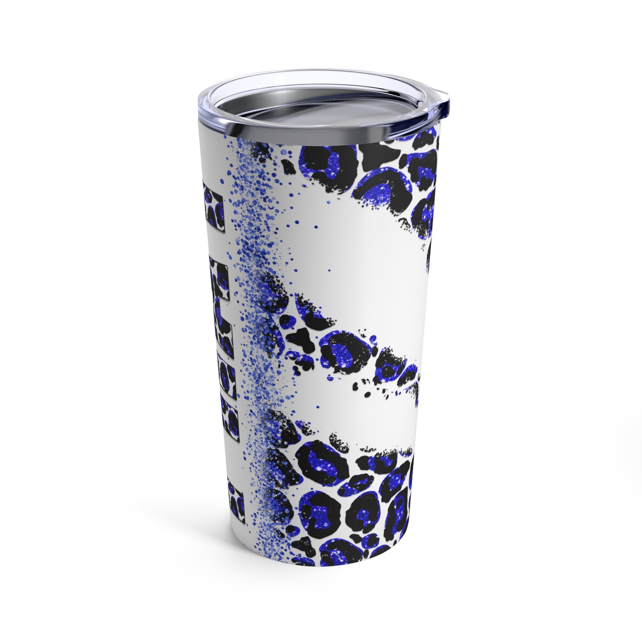 Pray Animal Print Blue Glitter Hot-Cold Tumbler 20 oz with Sip Lid Size: 20oz Jesus Passion Apparel