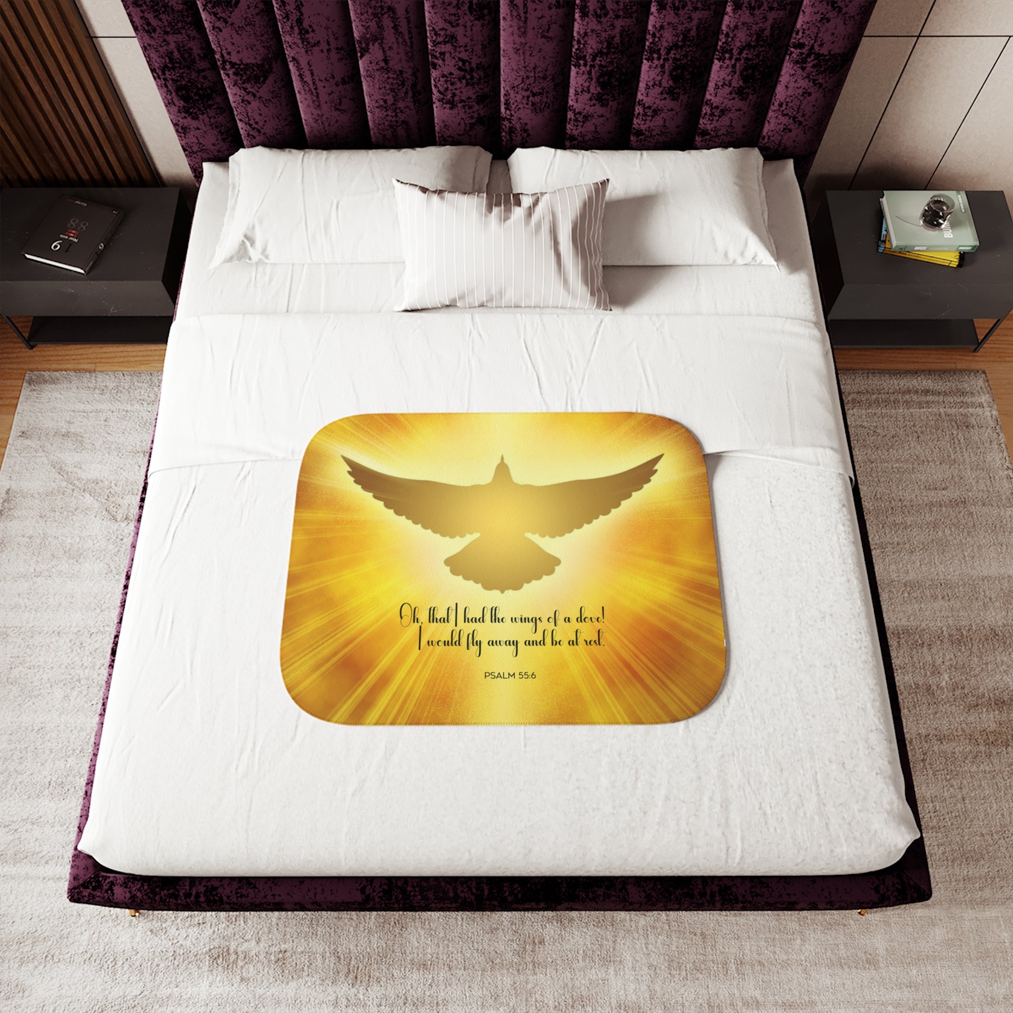 Wings of a Dove Sherpa Blanket - 3 Sizes Size: 30'' × 40'' Color: Beige Jesus Passion Apparel