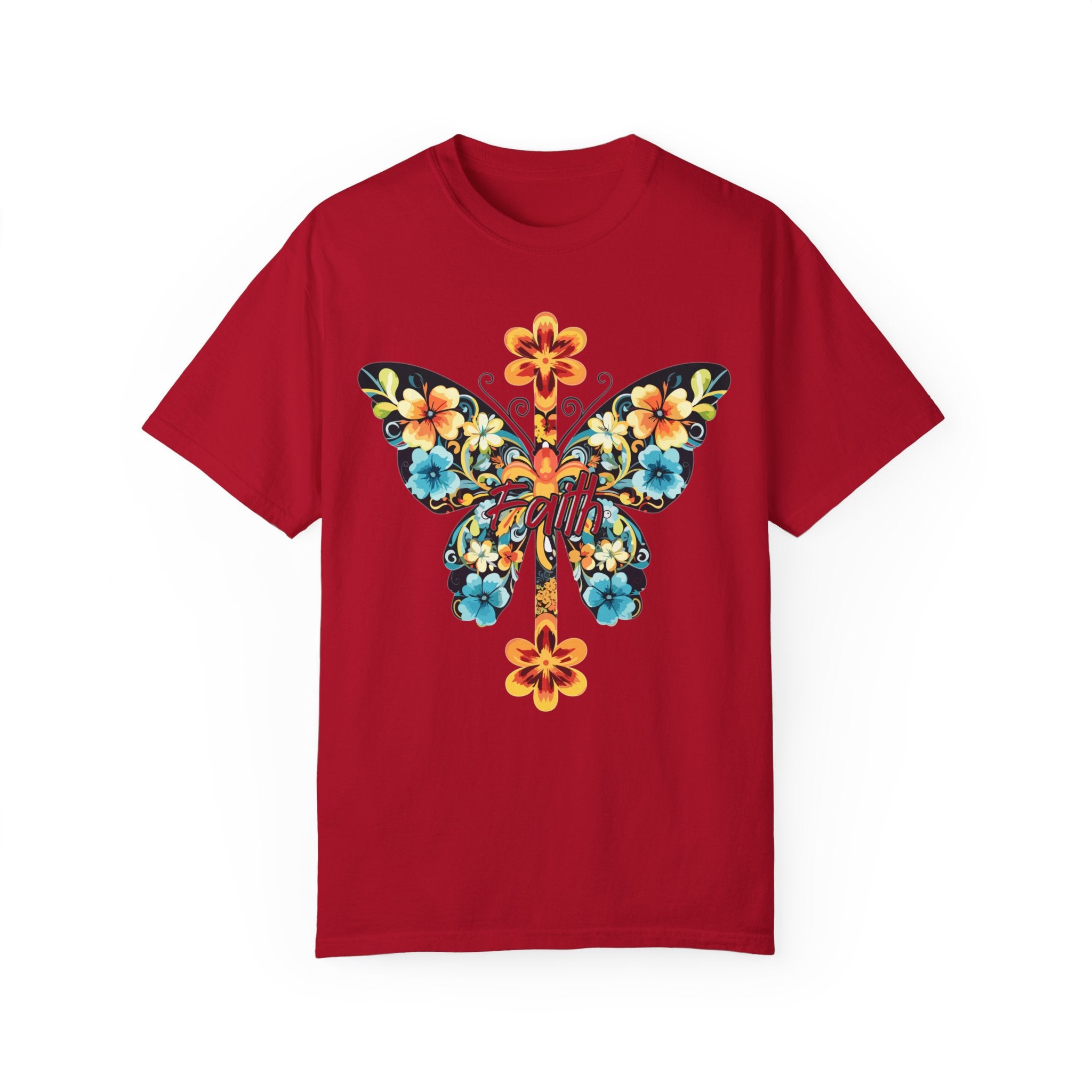 T-shirt confortable à manches courtes et épais pour adulte Faith Butterfly