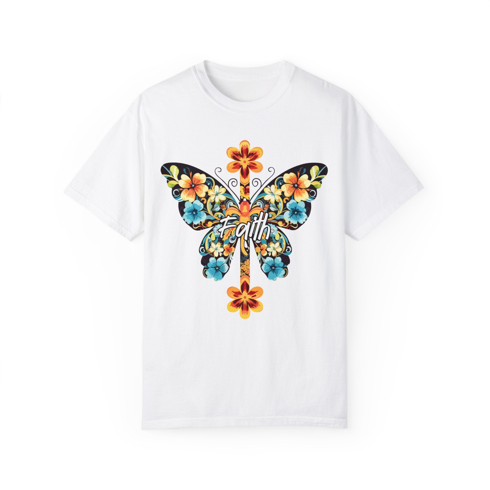 T-shirt confortable à manches courtes et épais pour adulte Faith Butterfly