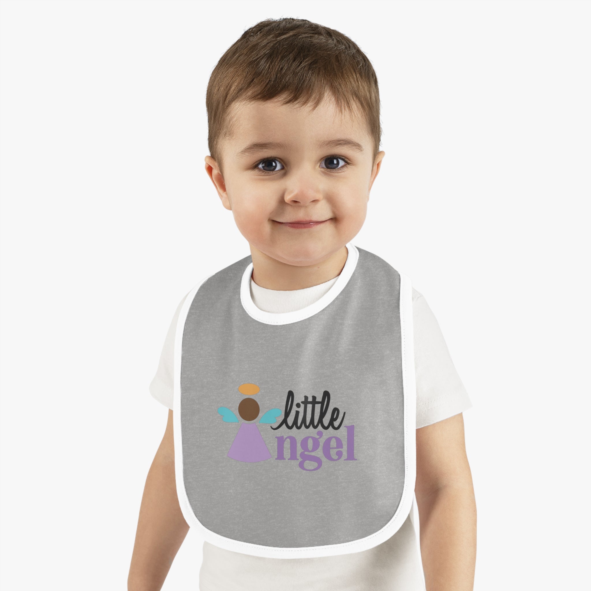 Little Angel with Halo Baby Jersey Bib Color: White/Black Size: One size Jesus Passion Apparel